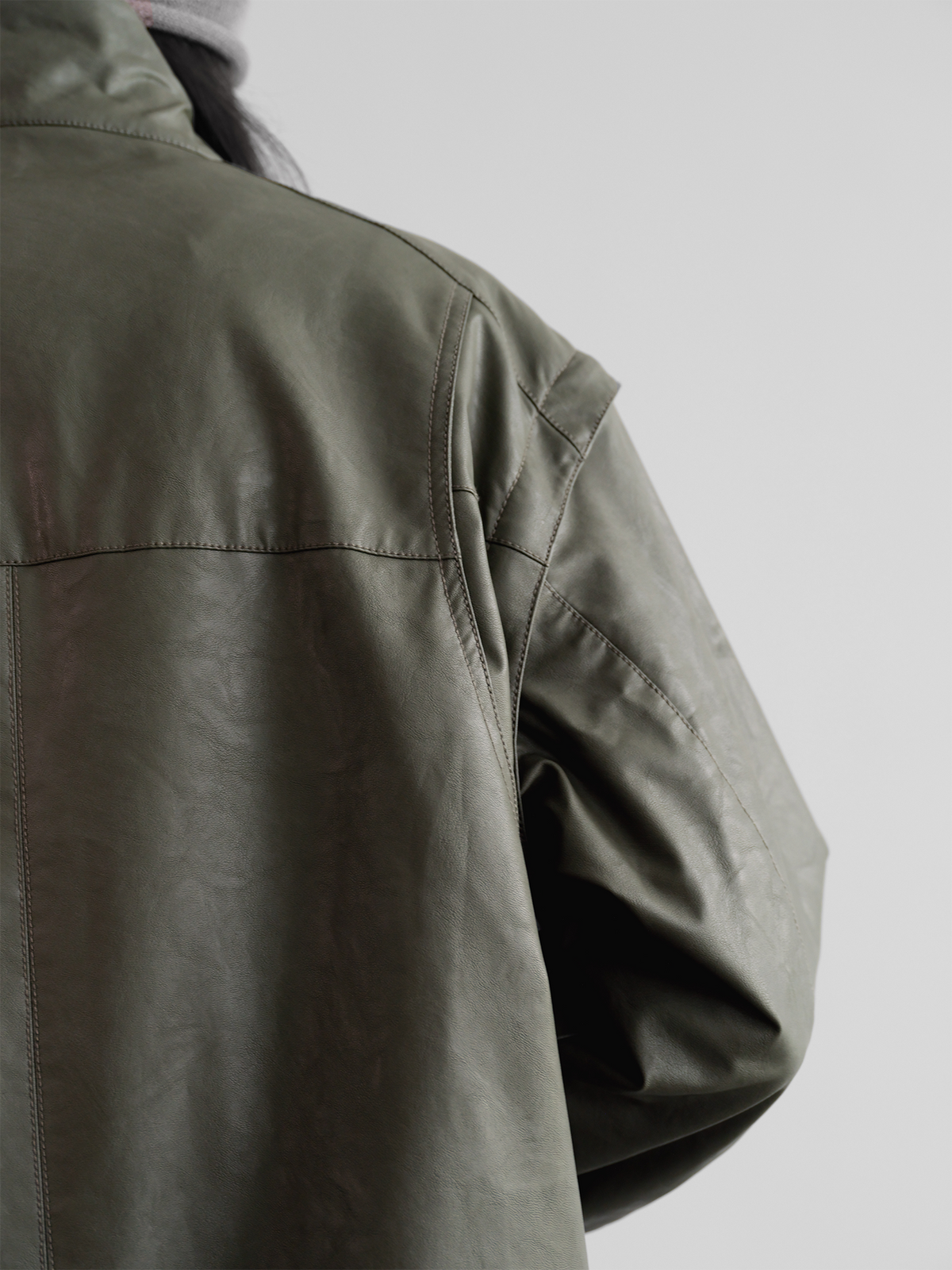 ORGANIC EMOTION Faux Leather Detachable-Sleeve Biker Jacket