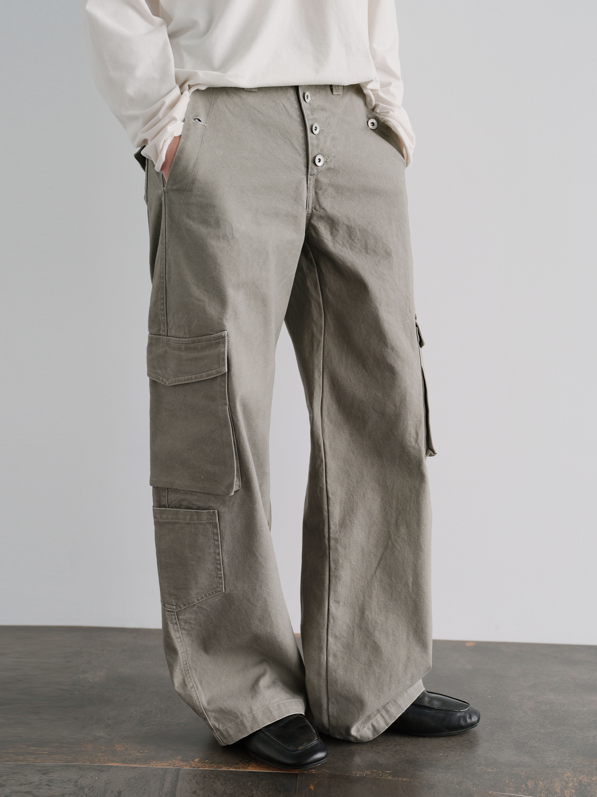 ORGANIC EMOTION Multi-Pocket Washed Retro Cargo Pants