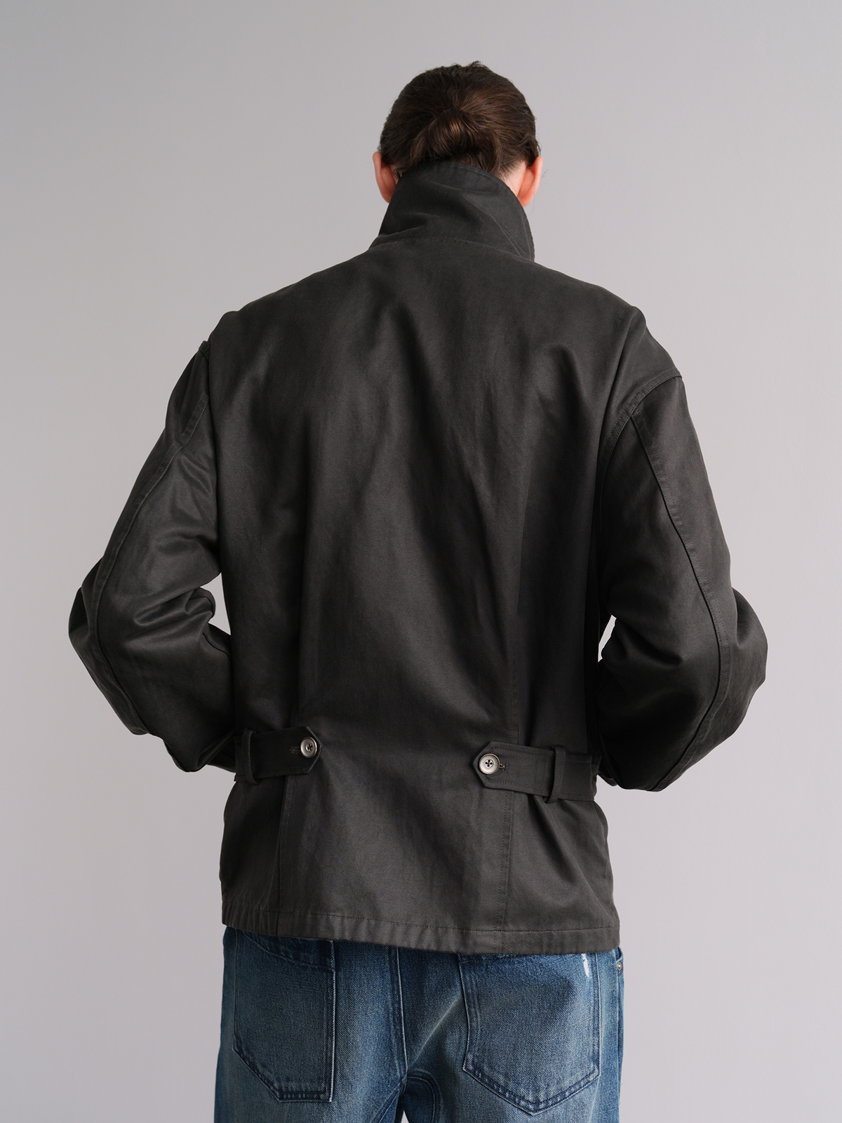ORGANIC EMOTION Washed Retro Plaid Spliced Lapel Jacket