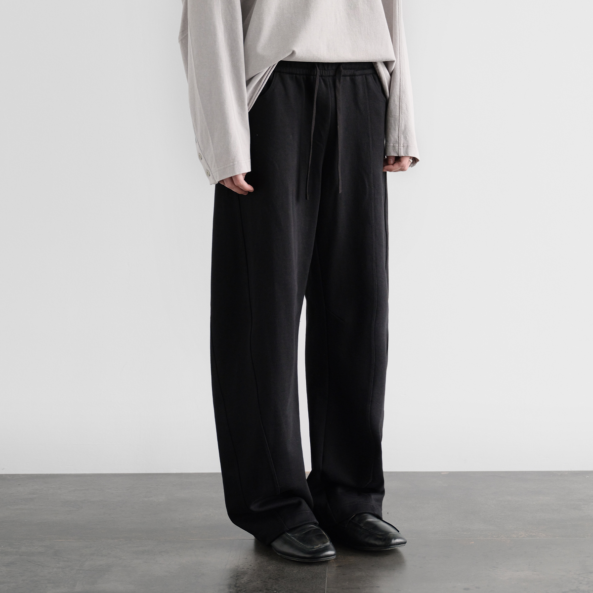 ORGANIC EMOTION Asymmetrical Spliced Drawstring Wide-Leg Pants
