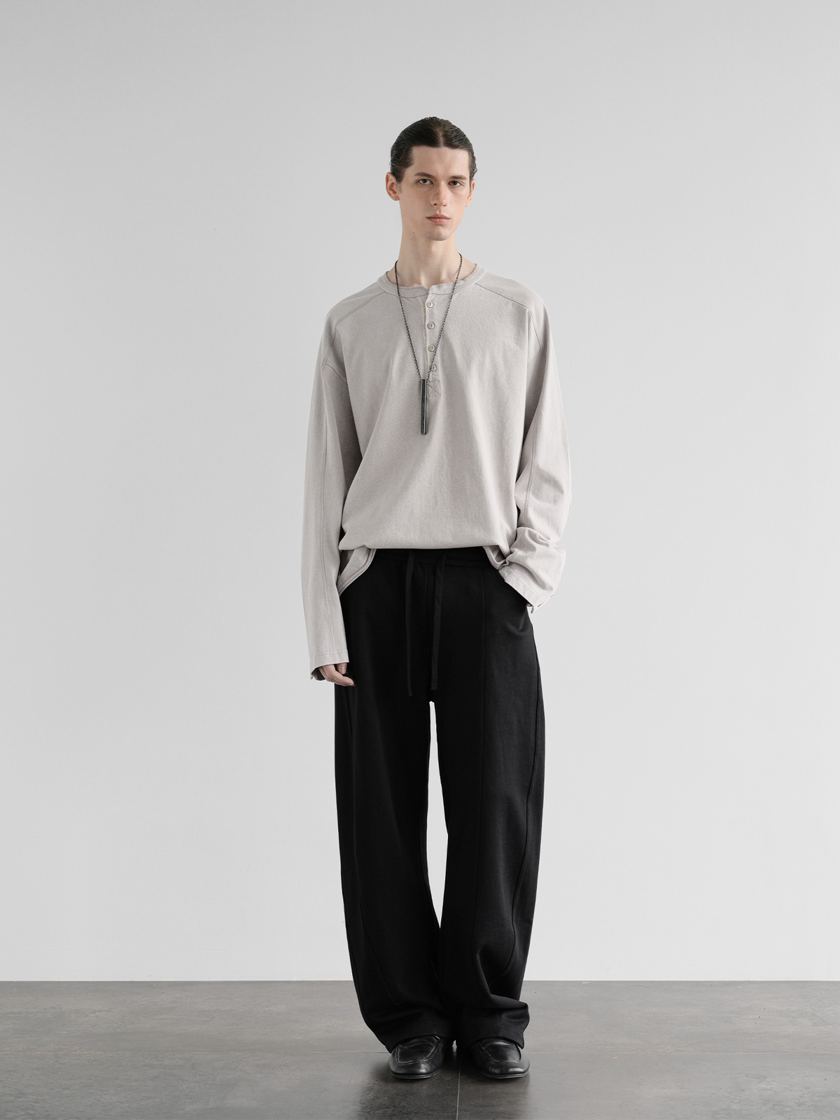 ORGANIC EMOTION Asymmetrical Spliced Drawstring Wide-Leg Pants
