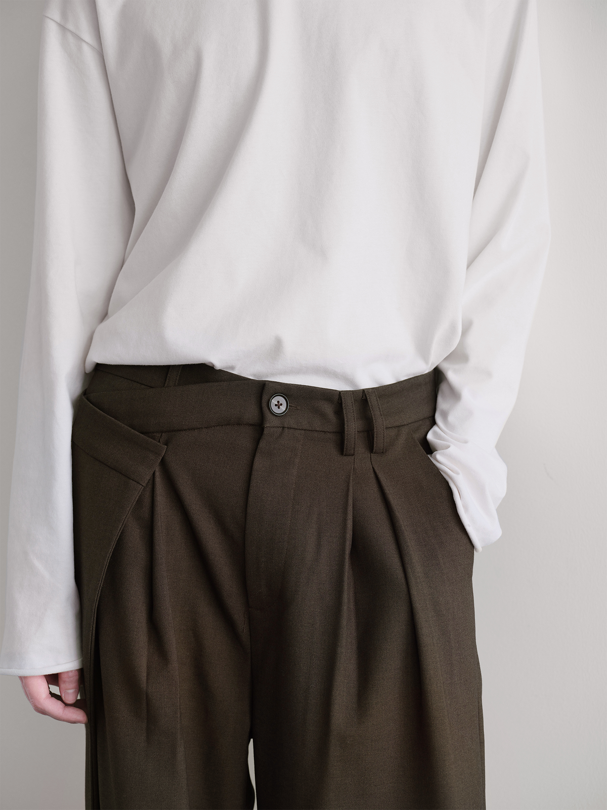 ORGANIC EMOTION Deconstructed Asymmetrical Pleated Trousers