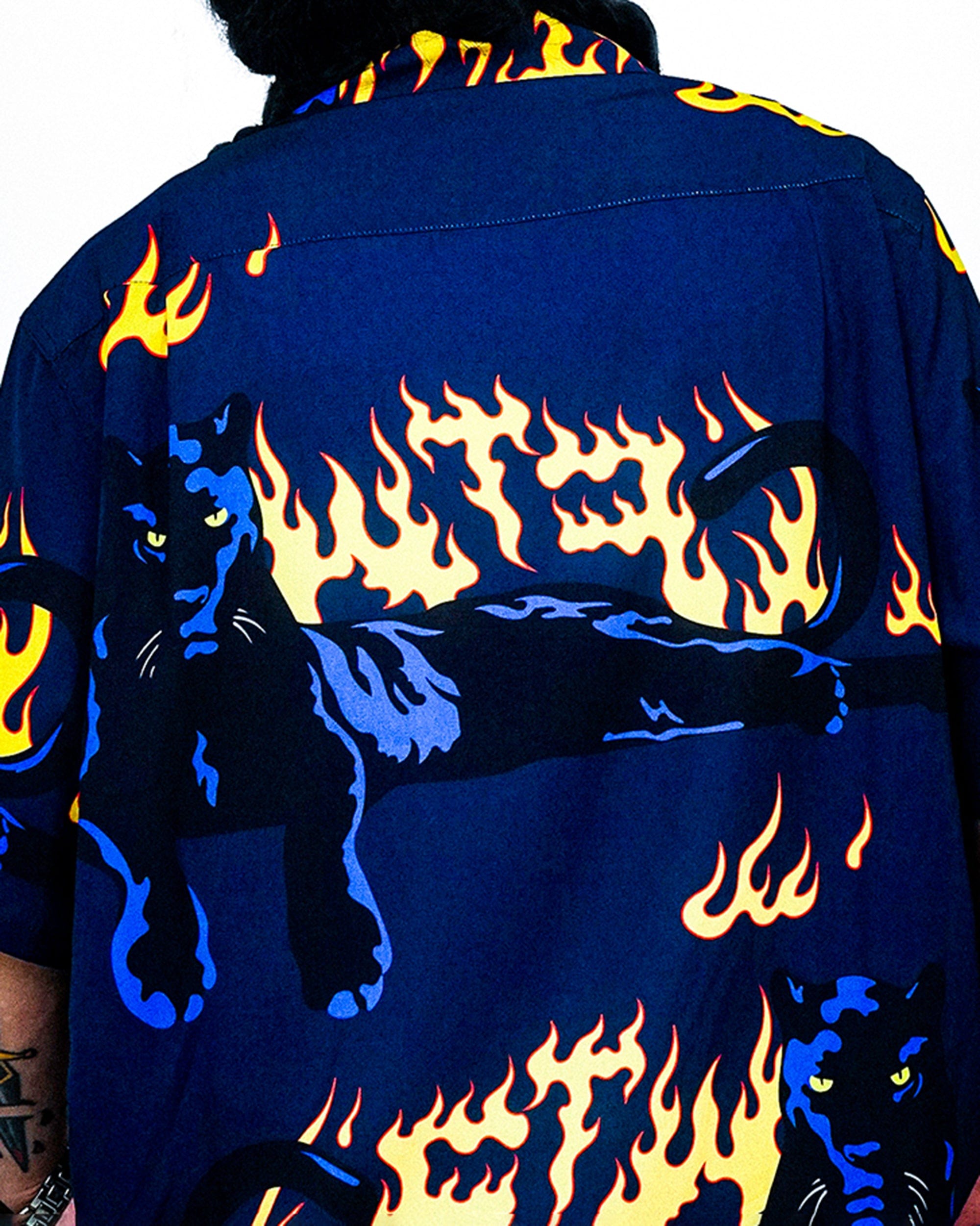 WCC Flaming Panther Half-Shirt, premium urban and streetwear designers apparel on PROJECTISR.com, WCC