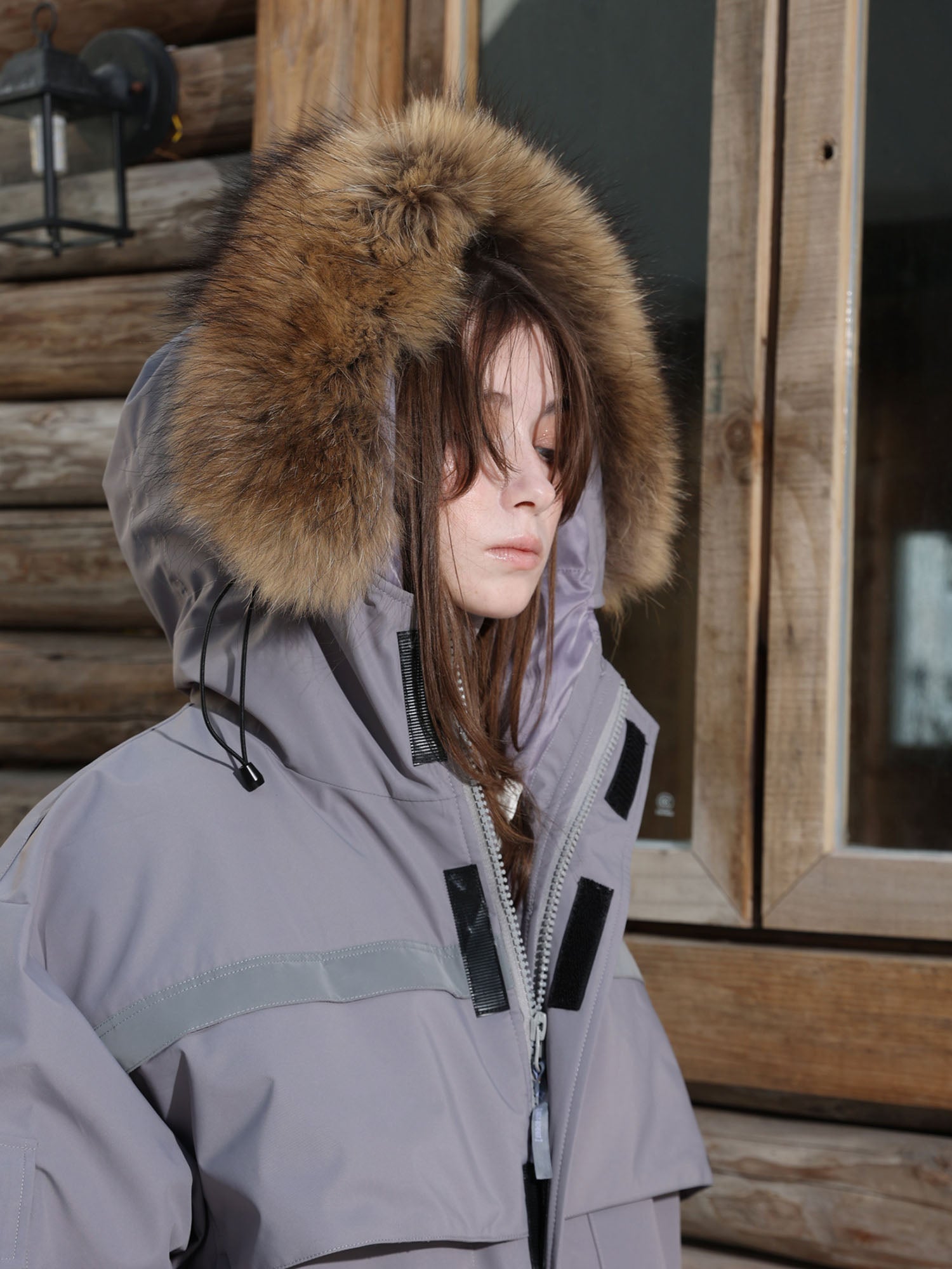 ERROR CODE ROBOT Faux Fur-Trimmed Reflective-Strip Utility Parka, premium urban and streetwear designers apparel on PROJECTISR.com, ERROR CODE ROBOT