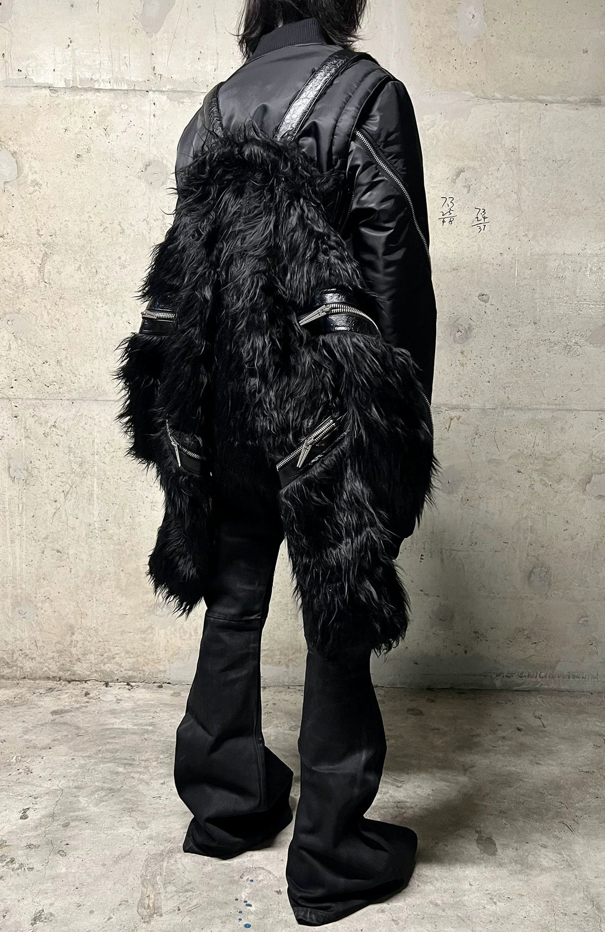 REBEL WAVE Faux Leather Zippered Faux Fur Jacket