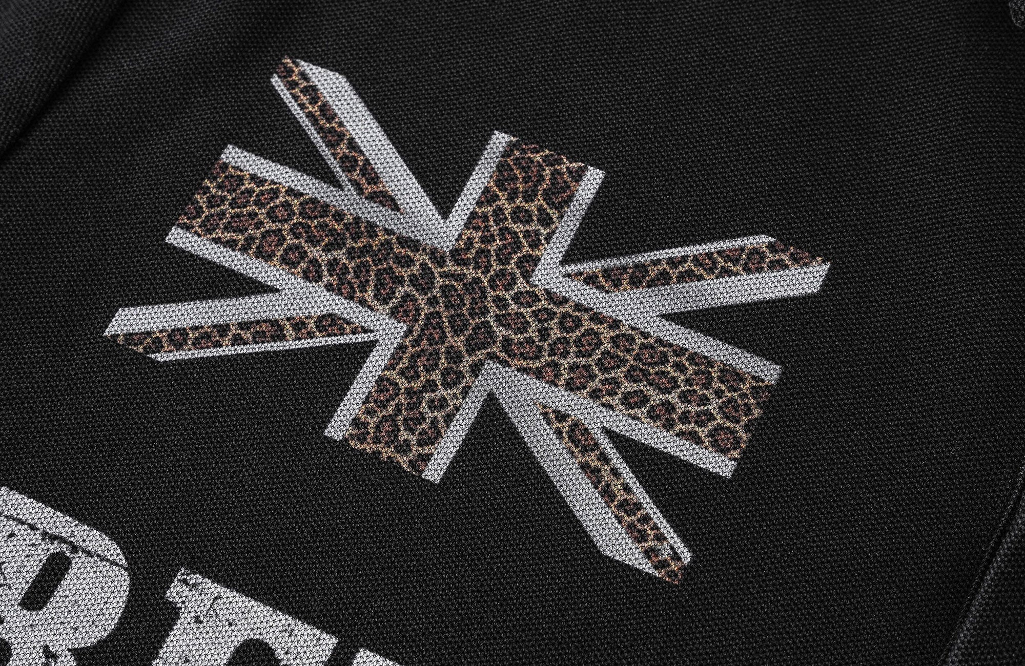 REBEL WAVE Leopard Flag Graphic Polo Shirt