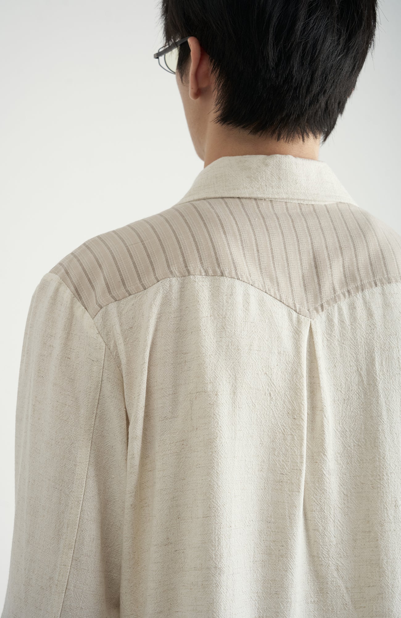 MOITIEDEPETALE Asymmetrical Floral Sketch Linen-Blend Shirt