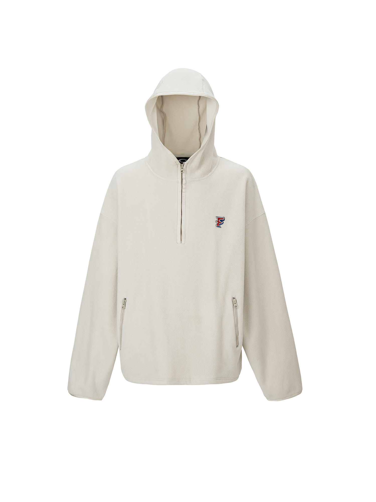 F2CE Embroidered LOGO Patch Half-Zip Fleece Hoodie