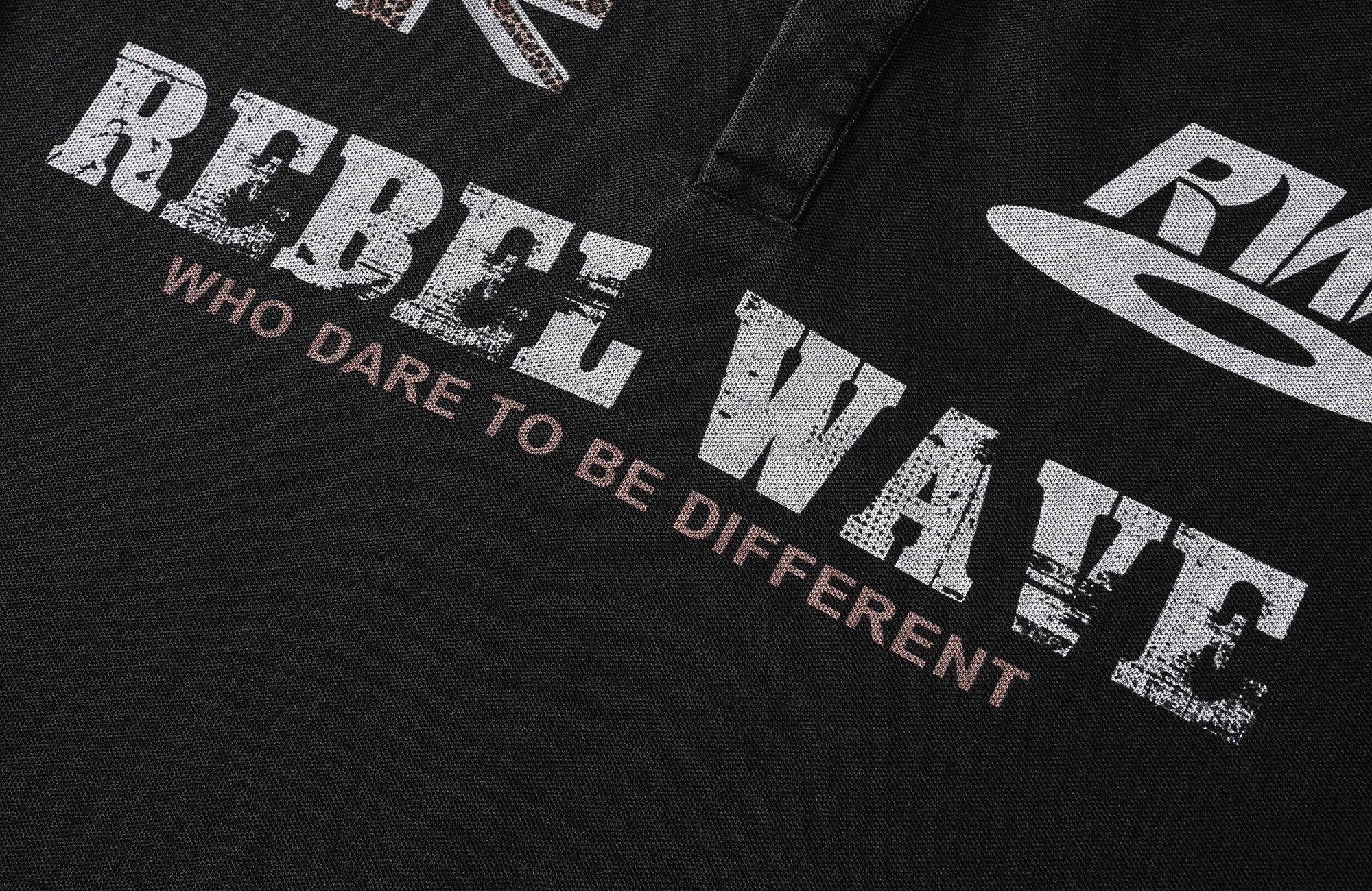 REBEL WAVE Leopard Flag Graphic Polo Shirt