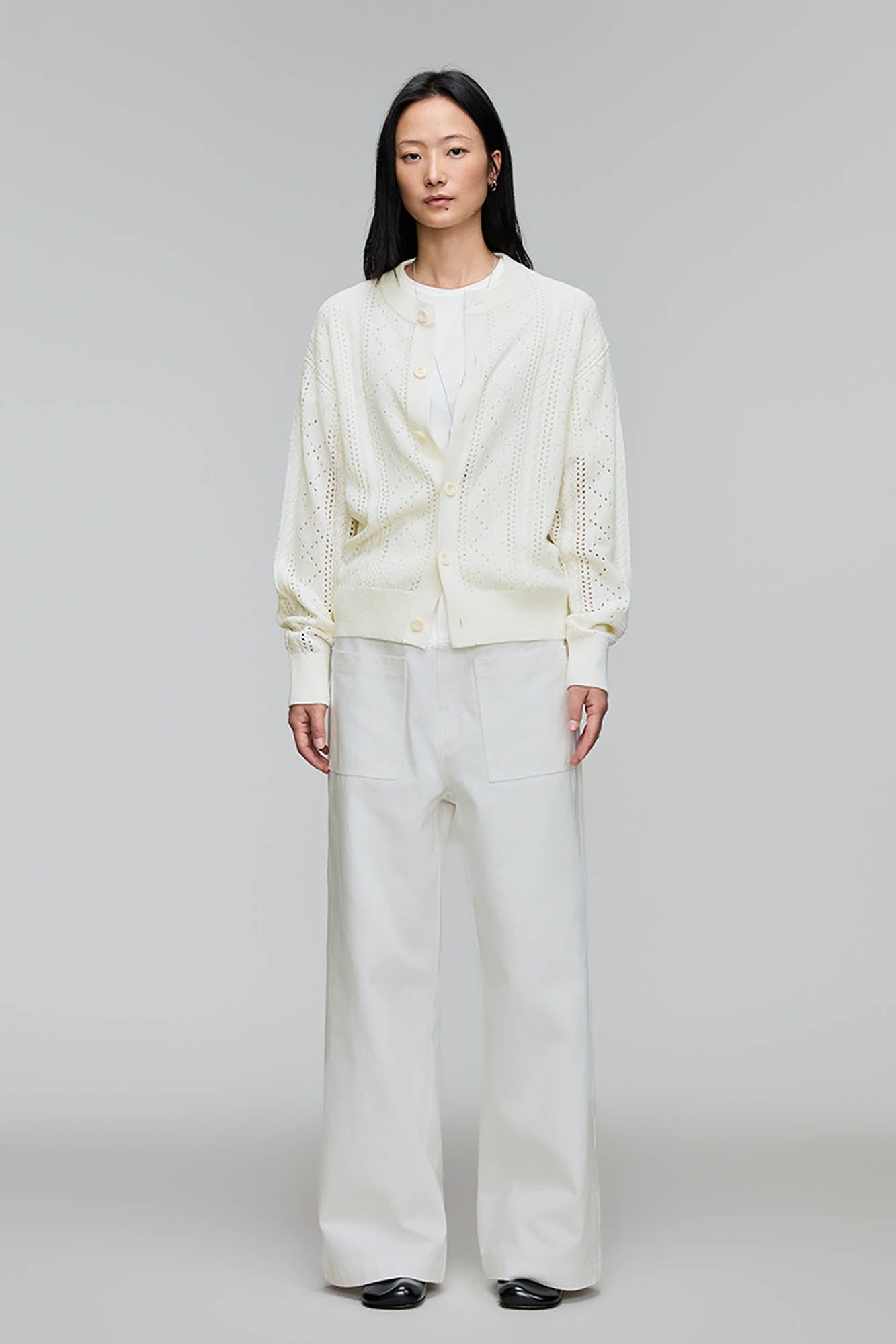 OPICLOTH Eyelet Knit Button-Up Cardigan, premium urban and streetwear designers apparel on PROJECTISR.com, OPICLOTH