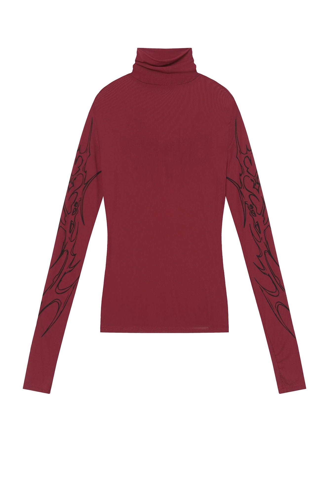 CLP Abstract Graphic Mesh Sheer Slim Turtleneck