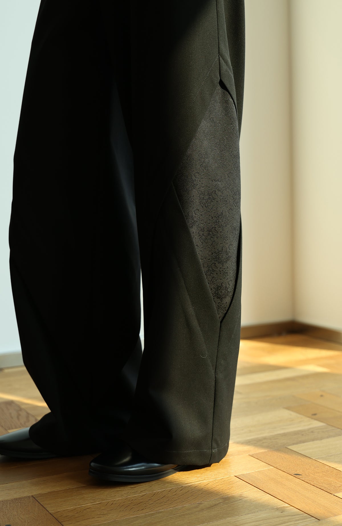 OKAYTHXBYE Deconstructed Spliced Wide-Leg Trousers