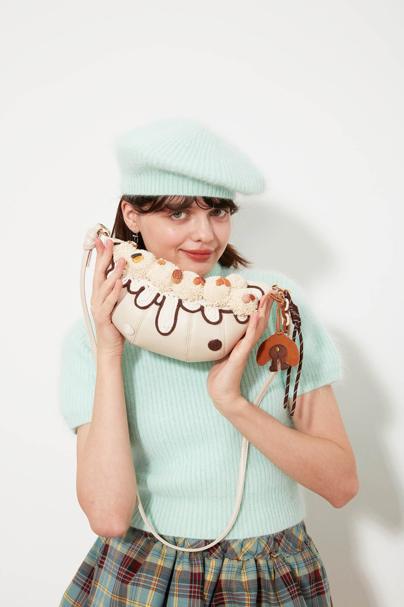 BLING BOX Cream Croissant Shoulder Bag