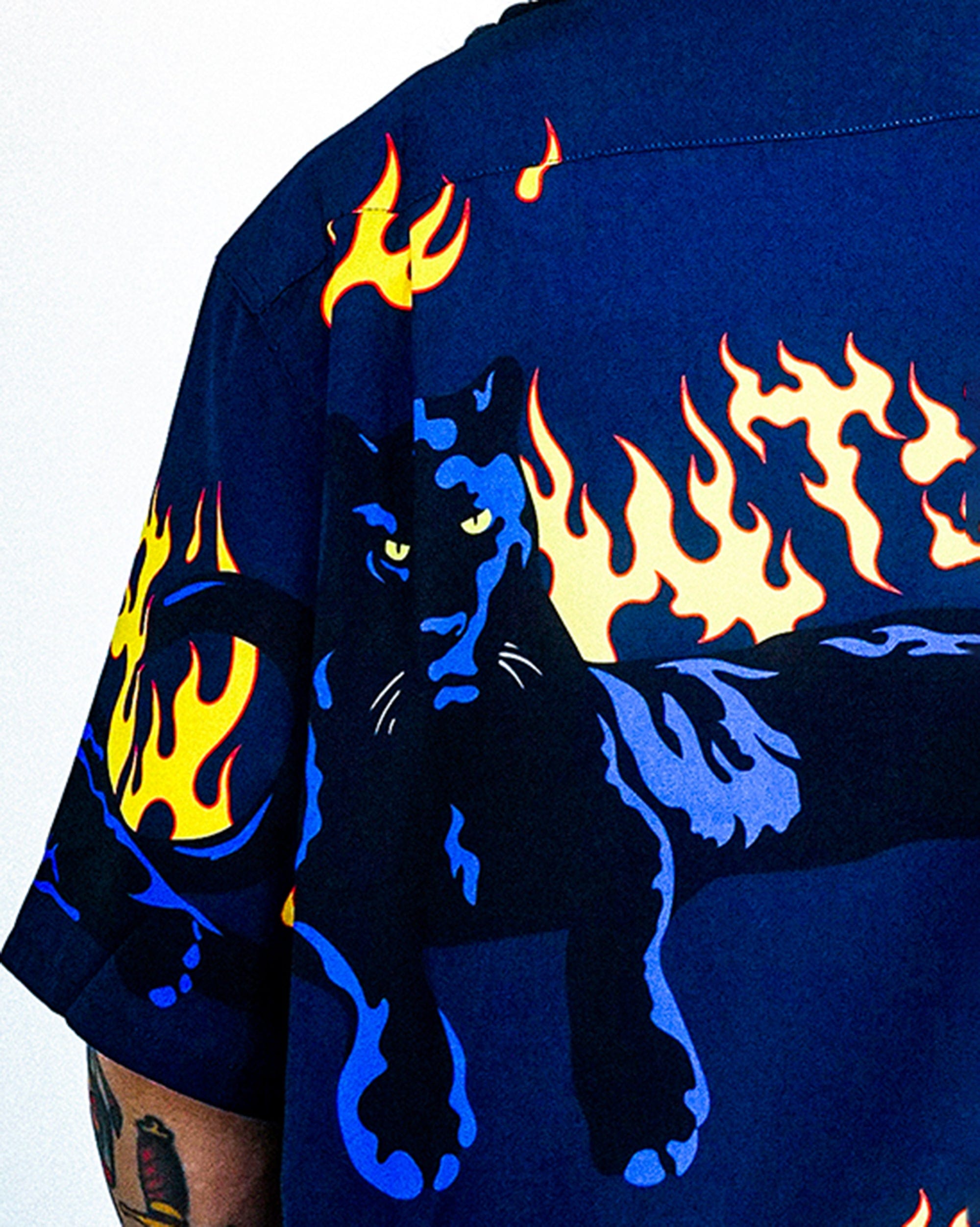 WCC Flaming Panther Half-Shirt, premium urban and streetwear designers apparel on PROJECTISR.com, WCC