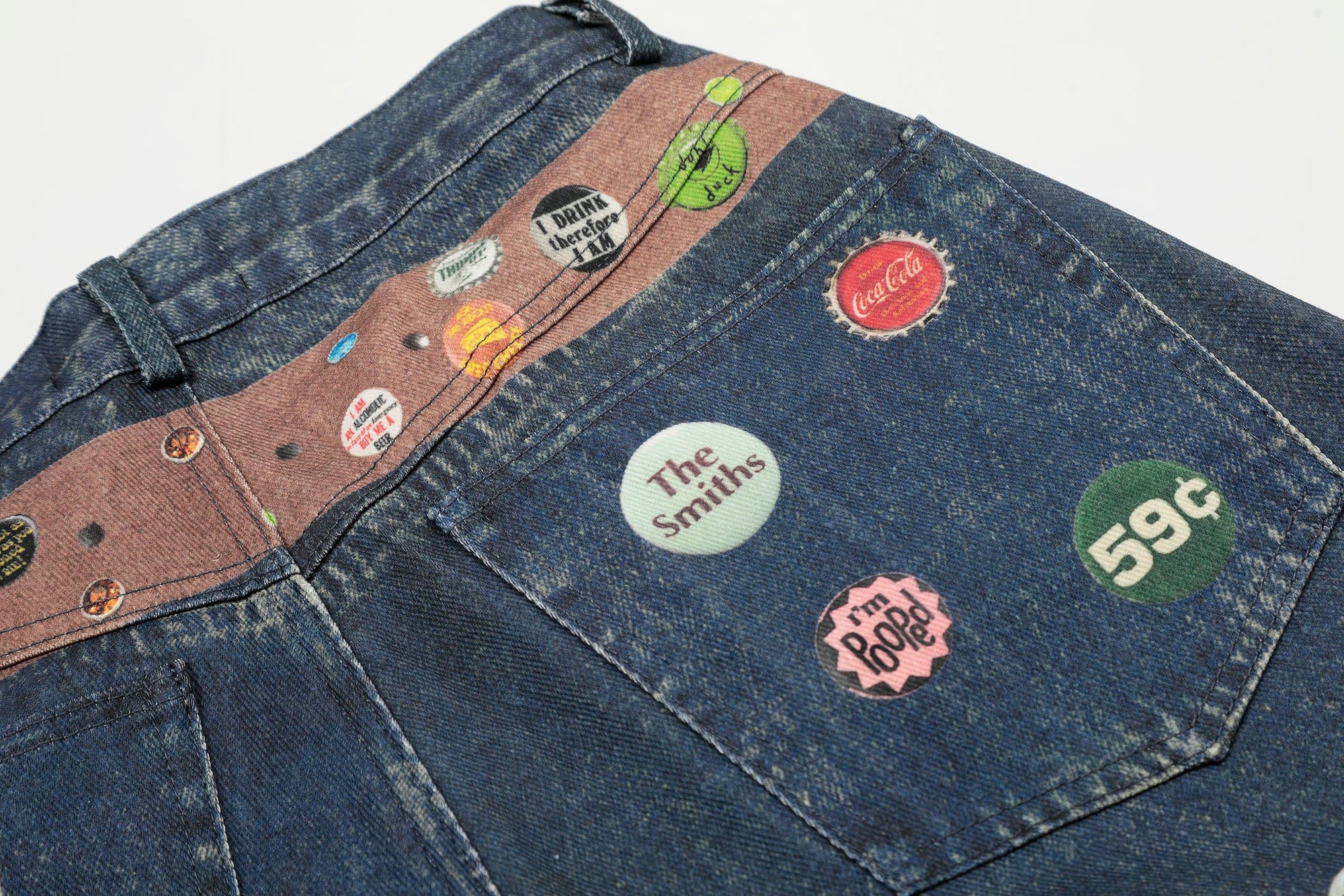 CLP Badge Belt Graphic Cropped Denim Shorts, premium urban and streetwear designers apparel on PROJECTISR.com, CLP