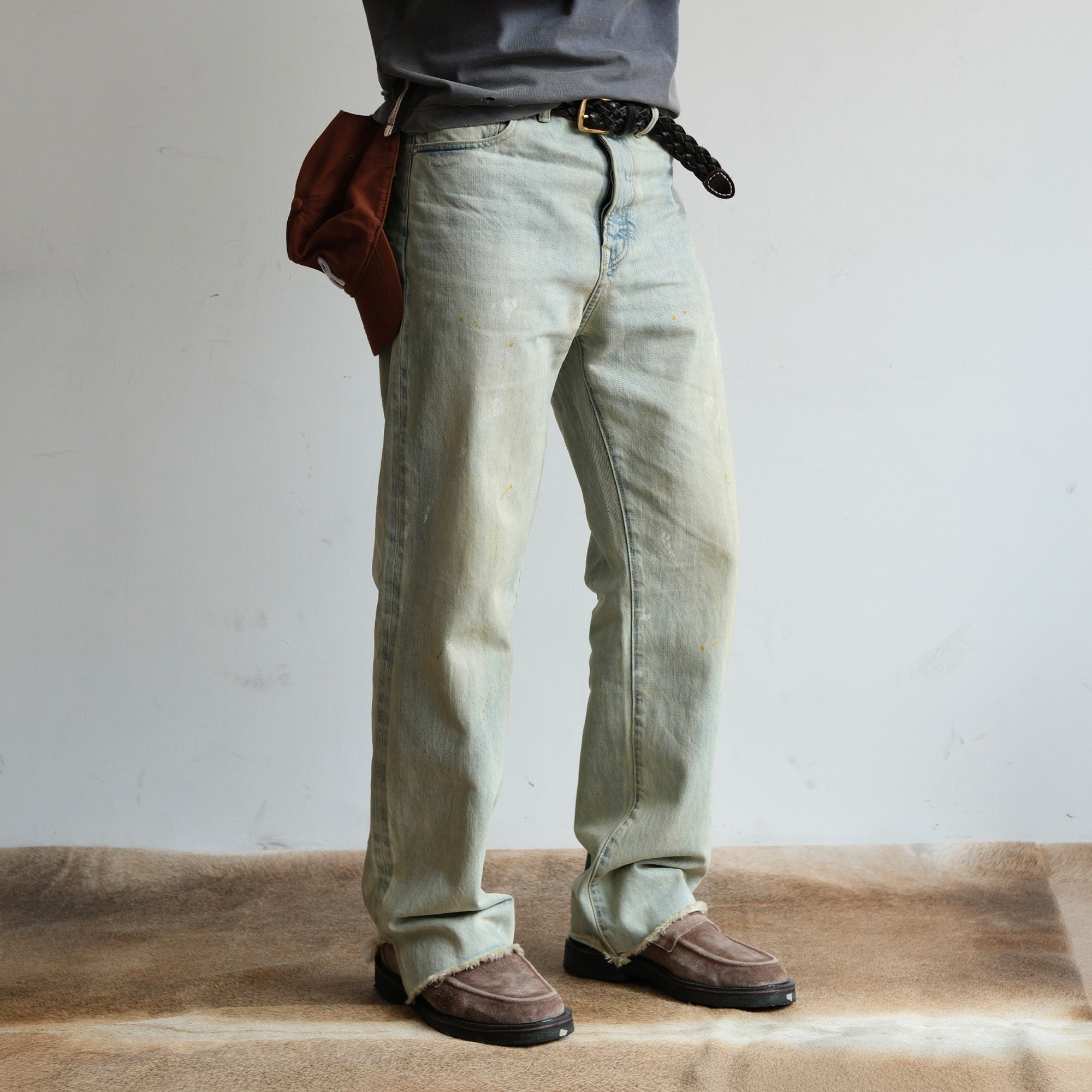 NEIGBORL Washed Paint-Splatter Straight-Leg Jeans, premium urban and streetwear designers apparel on PROJECTISR.com, NEIGBORL
