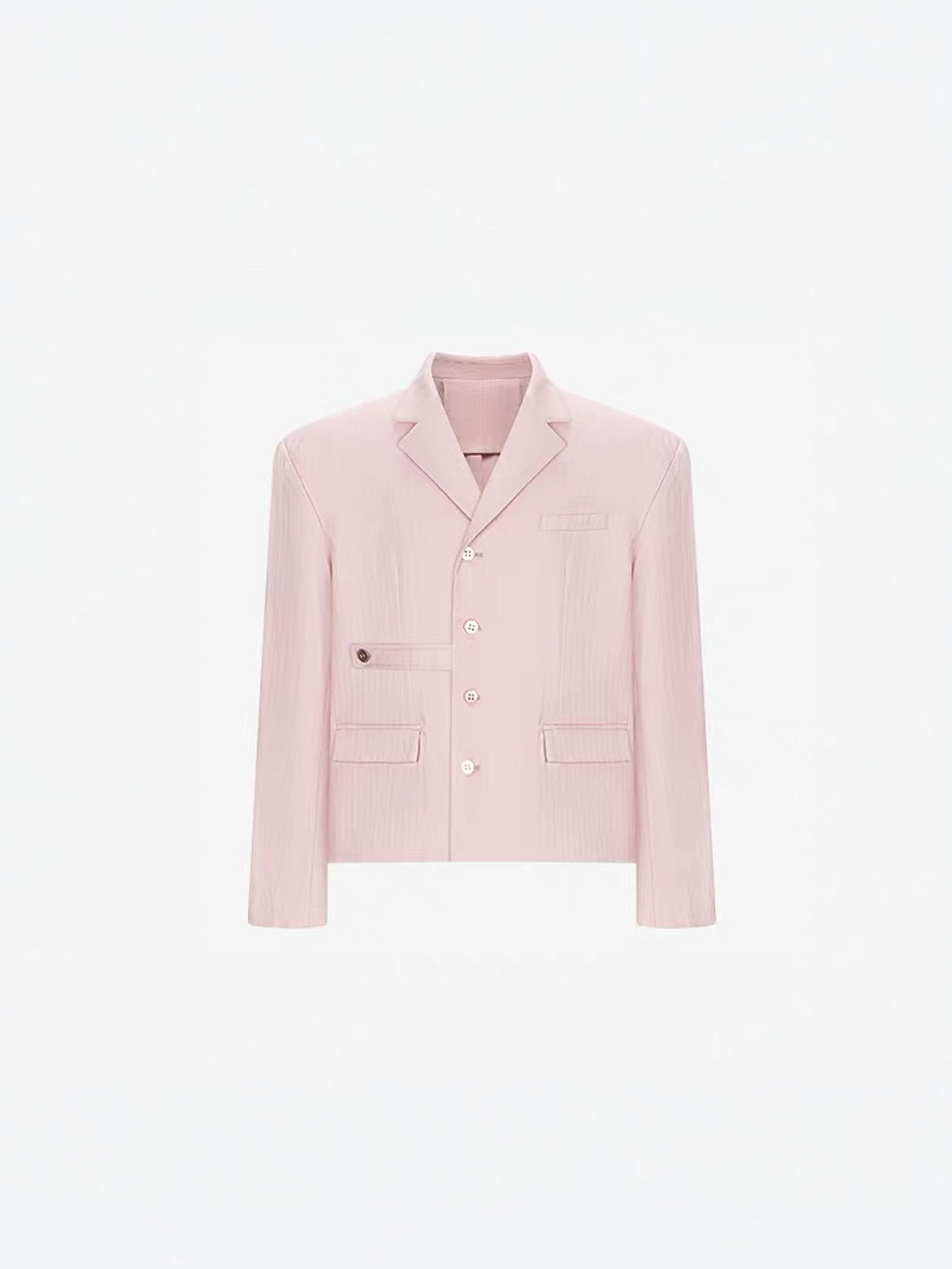 TIWILLTANG Cropped Pinstripe Strap Blazer White/Pink, premium urban and streetwear designers apparel on PROJECTISR.com, TIWILLTANG