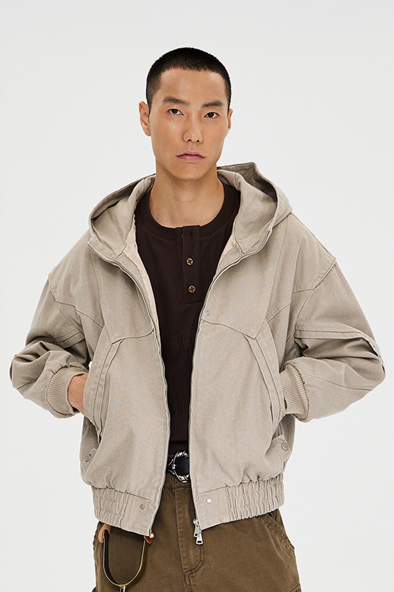 CATSSTAC Structured Panel Studded Hooded Jacket, premium urban and streetwear designers apparel on PROJECTISR.com, CATSSTAC