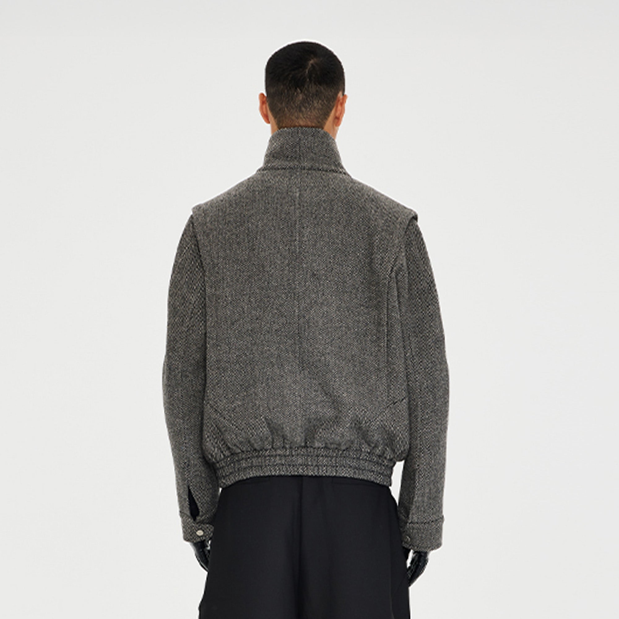 CATSSTAC Herringbone Wool-Blend Stand Collar Jacket, premium urban and streetwear designers apparel on PROJECTISR.com, CATSSTAC