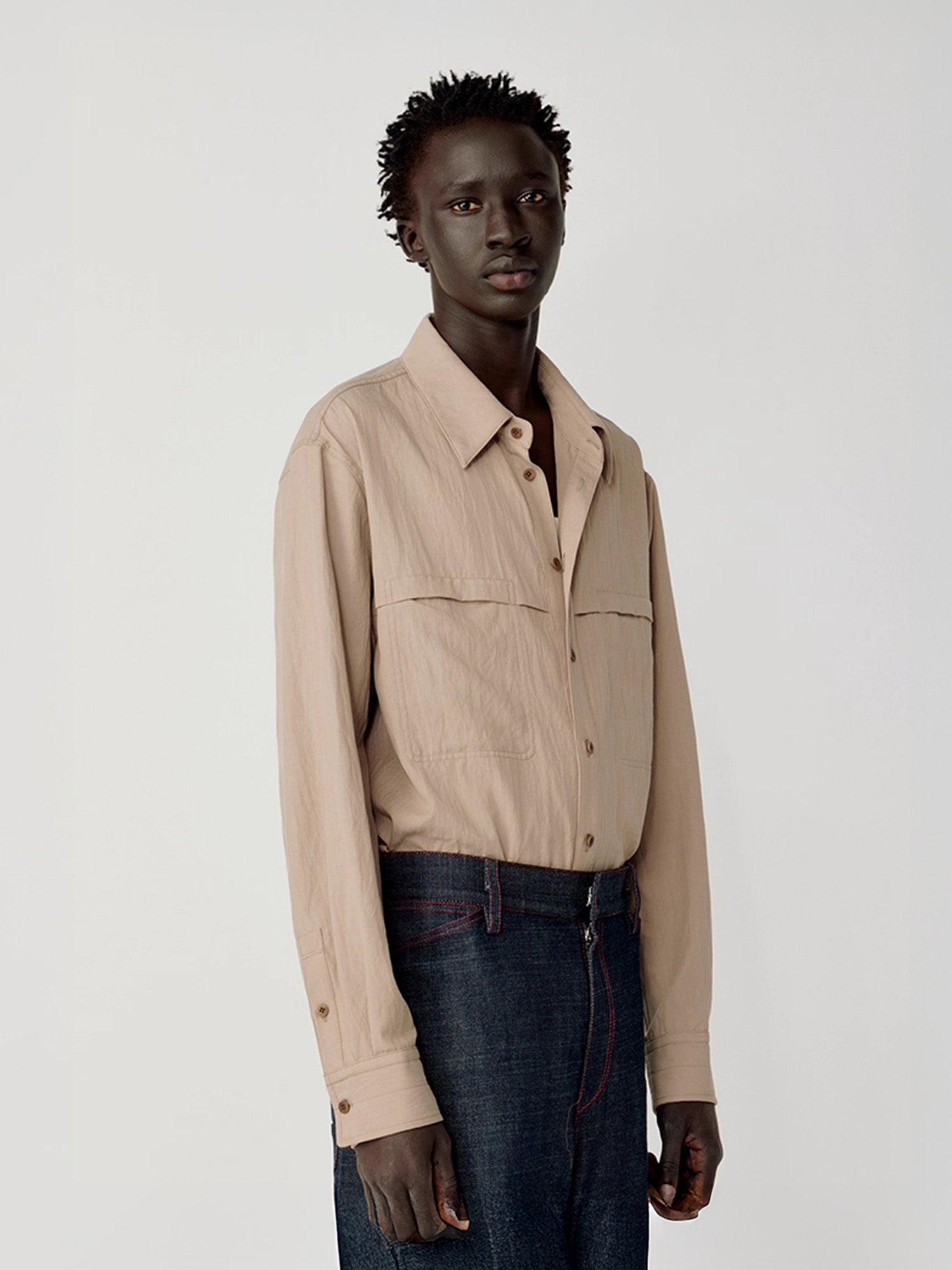 OPICLOTH Minimal Stitch Tencel-Blend Shirt, premium urban and streetwear designers apparel on PROJECTISR.com, OPICLOTH