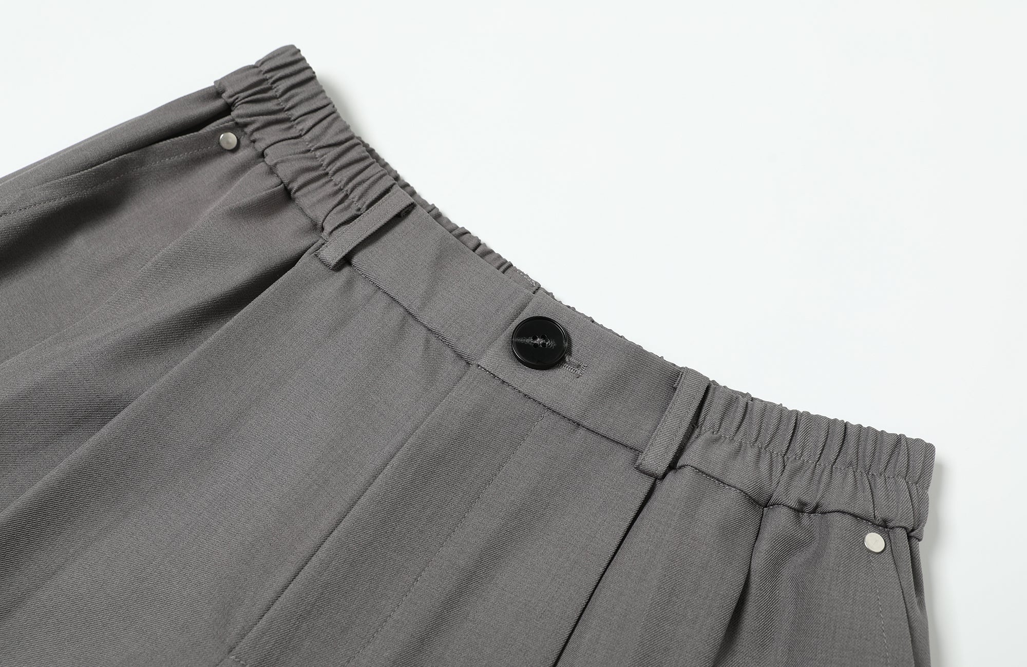 TGNS Elastic Waistband Pleated Wide-Leg Trousers