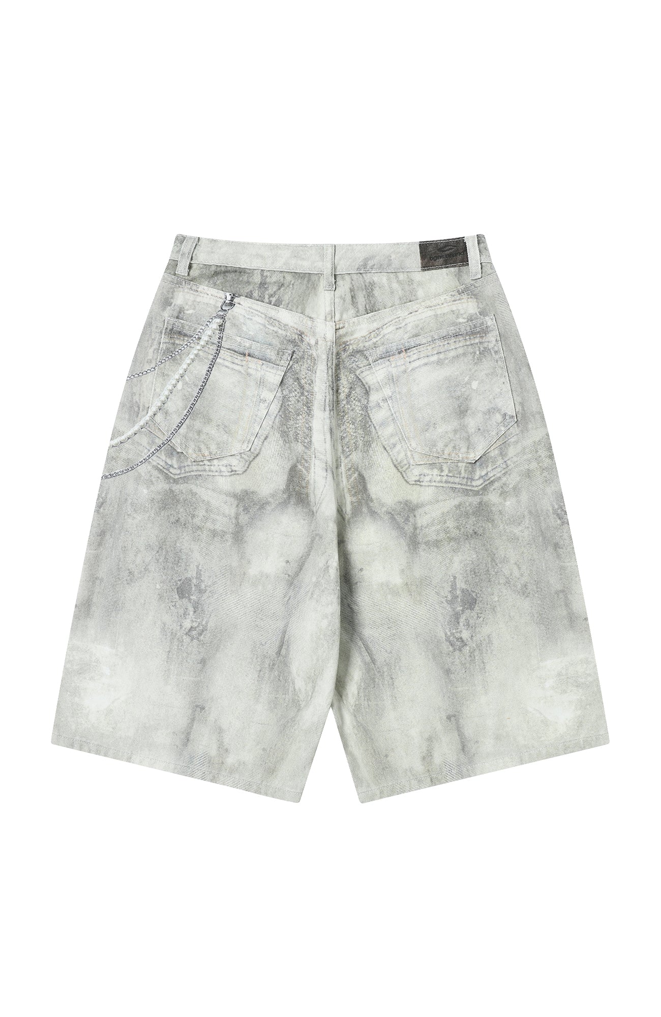 TGNS Distressed Chain Graphic Oversized Jorts