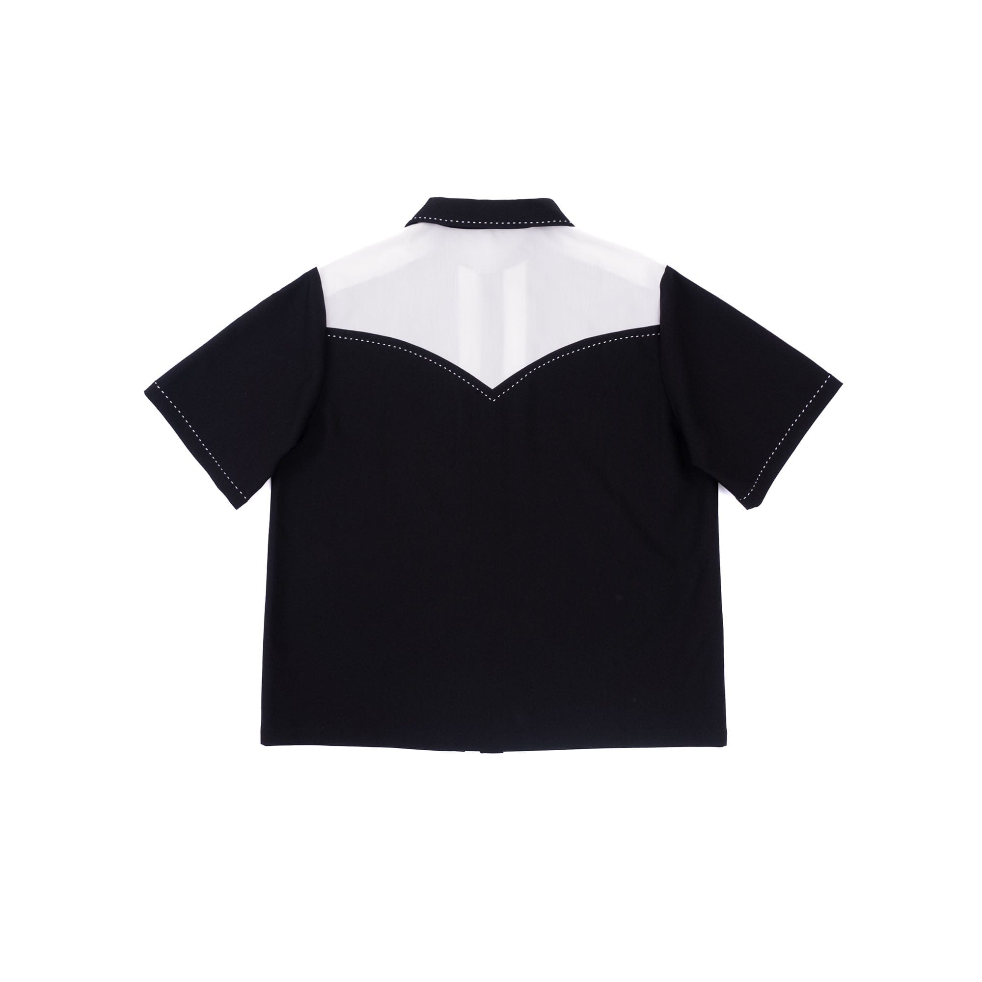 IN EXISTENCE Contrast-Panel Stitch Half Shirt, premium urban and streetwear designers apparel on PROJECTISR.com, IN EXISTENCE