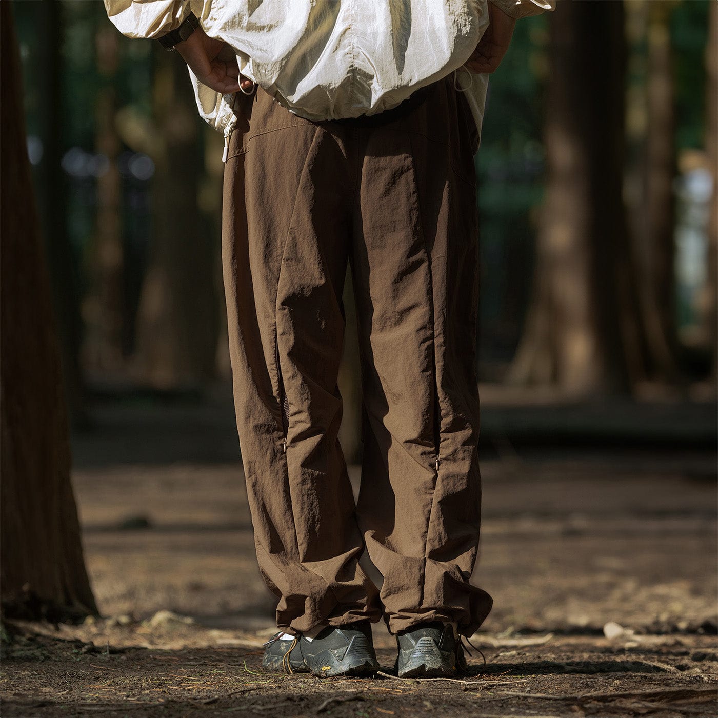 ENSHADOWER Splash-Proof Spliced Crinkled Parachute Pants, premium urban and streetwear designers apparel on PROJECTISR.com, ENSHADOWER