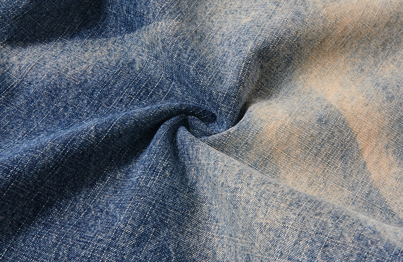 PASET Plaid Patch Distressed Wide-Leg Jeans