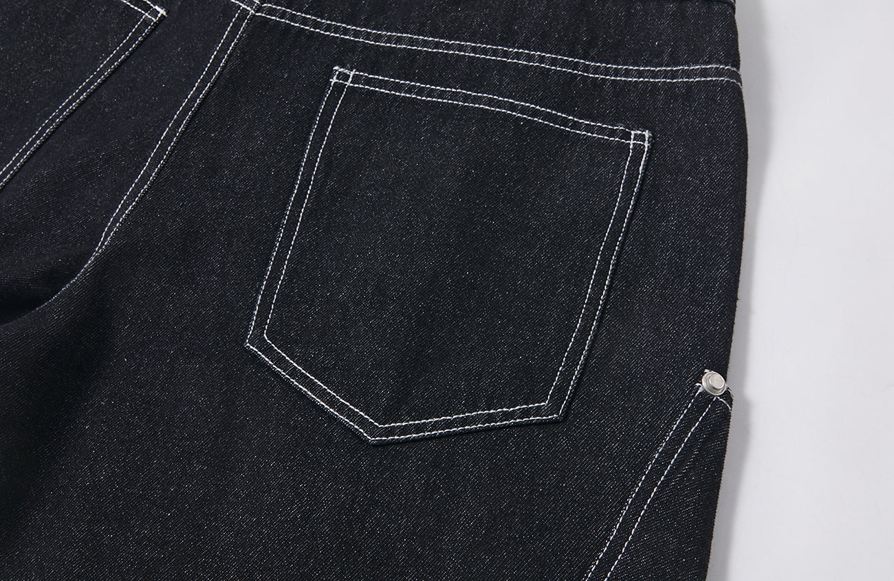 PASET Camo Double Waist Embroidered Jeans