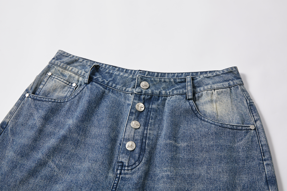 PASET Retro Washed Graphic Flared Jeans
