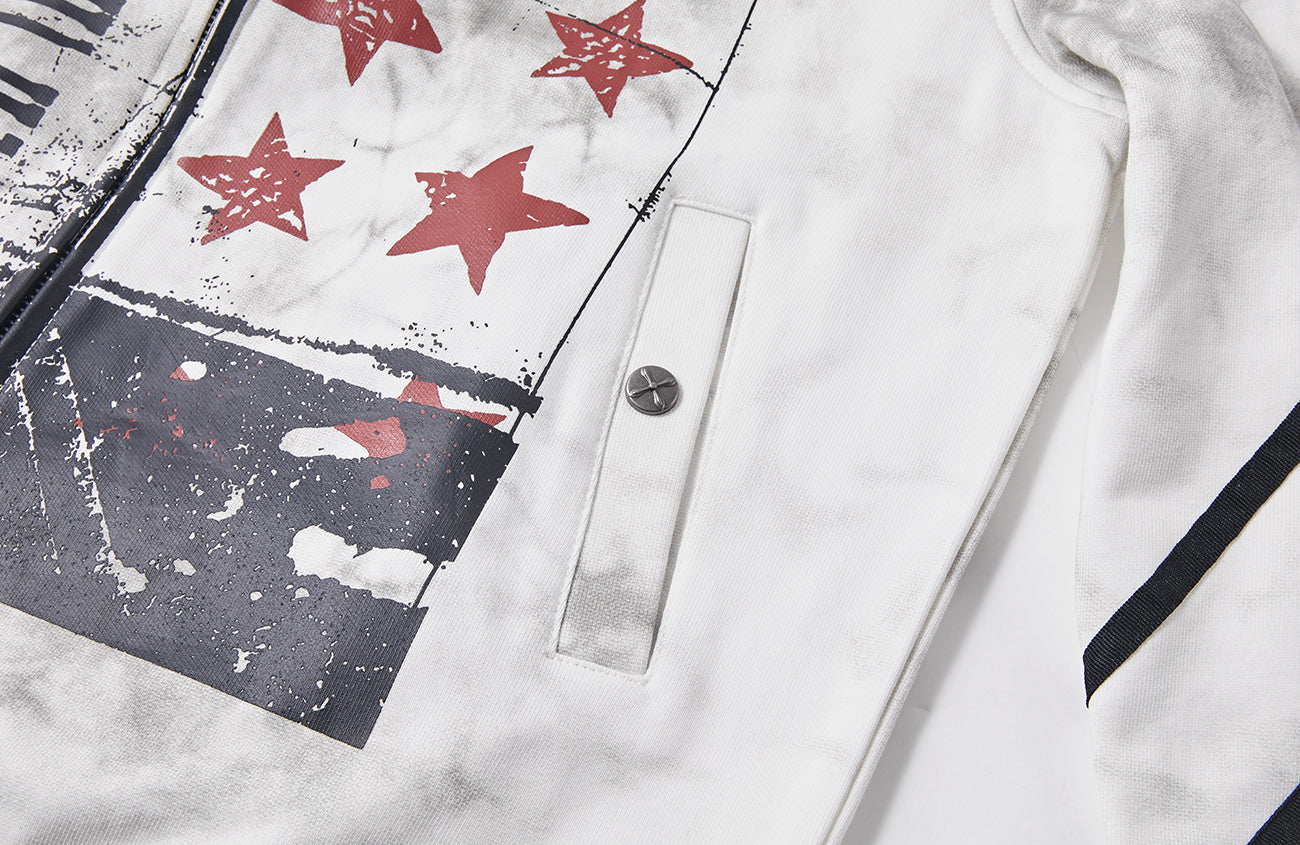PASET Dirty Wash Star Graphic Track Jacket