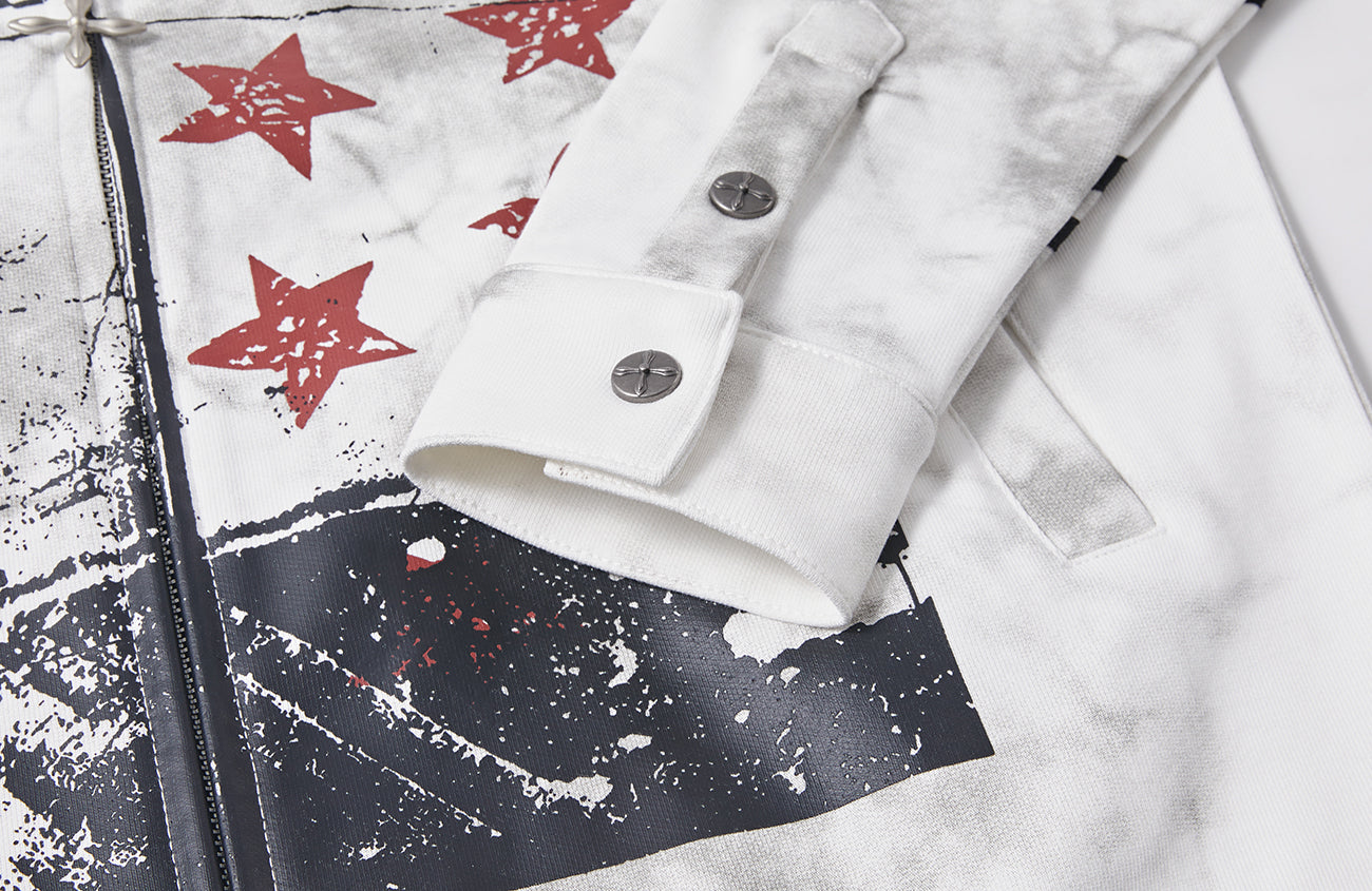 PASET Dirty Wash Star Graphic Track Jacket