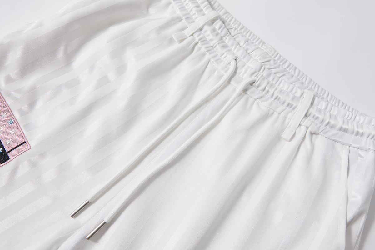 PASET Striped Embroidered Wide-Leg Pants