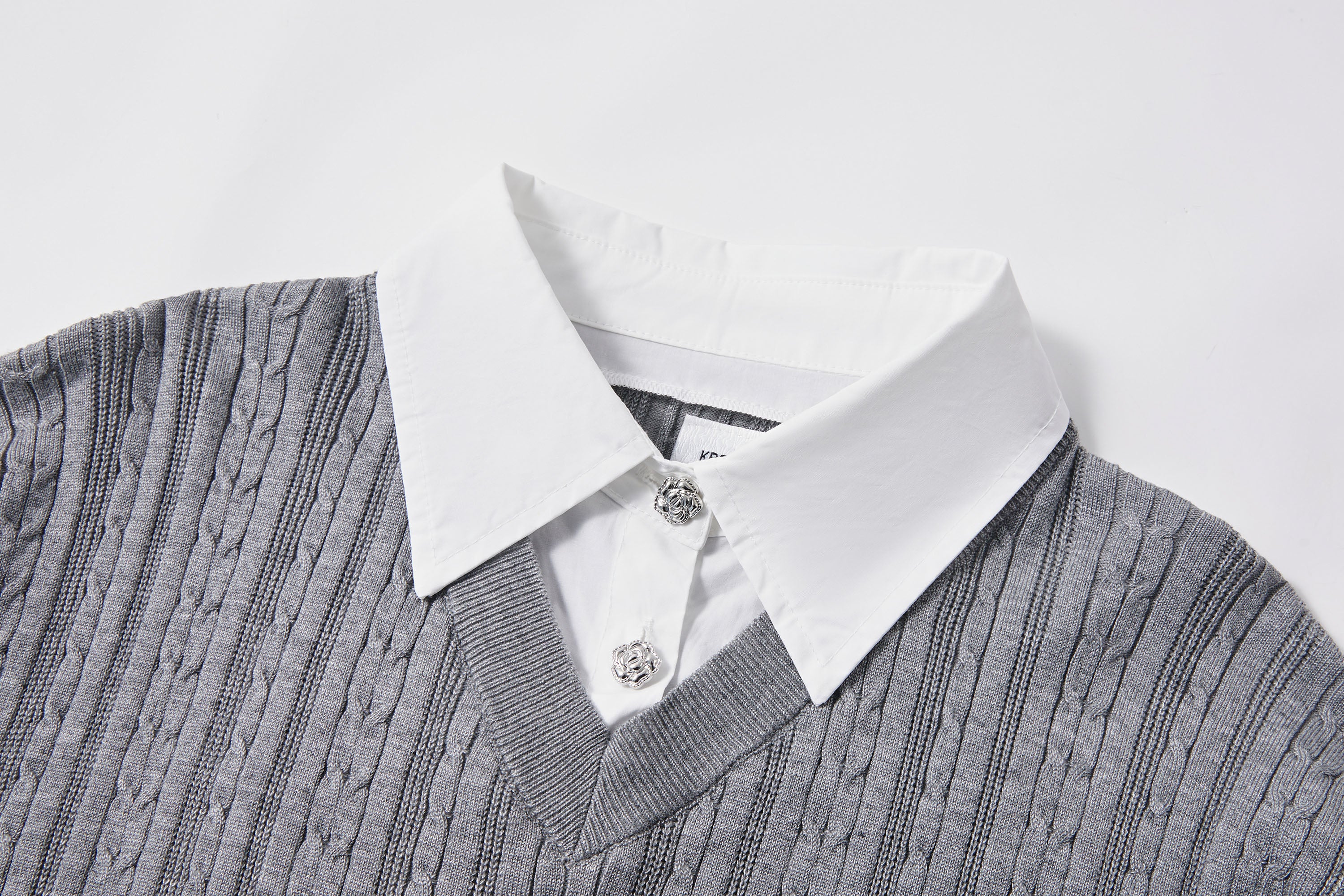 KREATE Faux Layered Cable-Knit Half Shirt, premium urban and streetwear designers apparel on PROJECTISR.com, KREATE