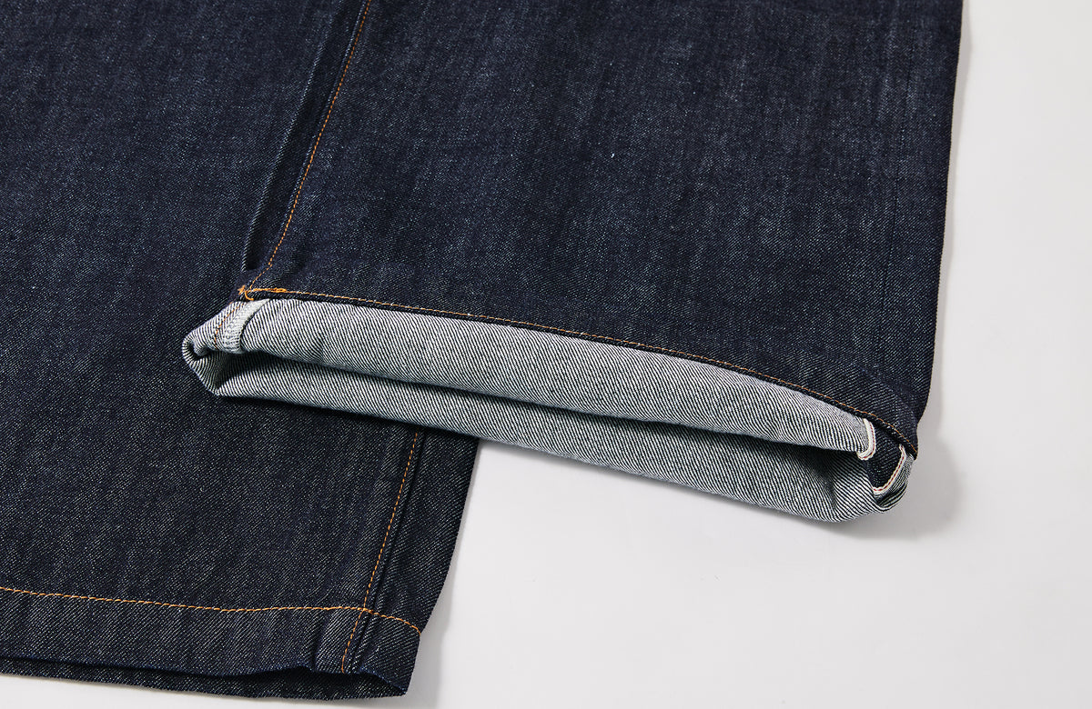 FMACM Plaid Spliced Raw-Hem Straight-Leg Jeans