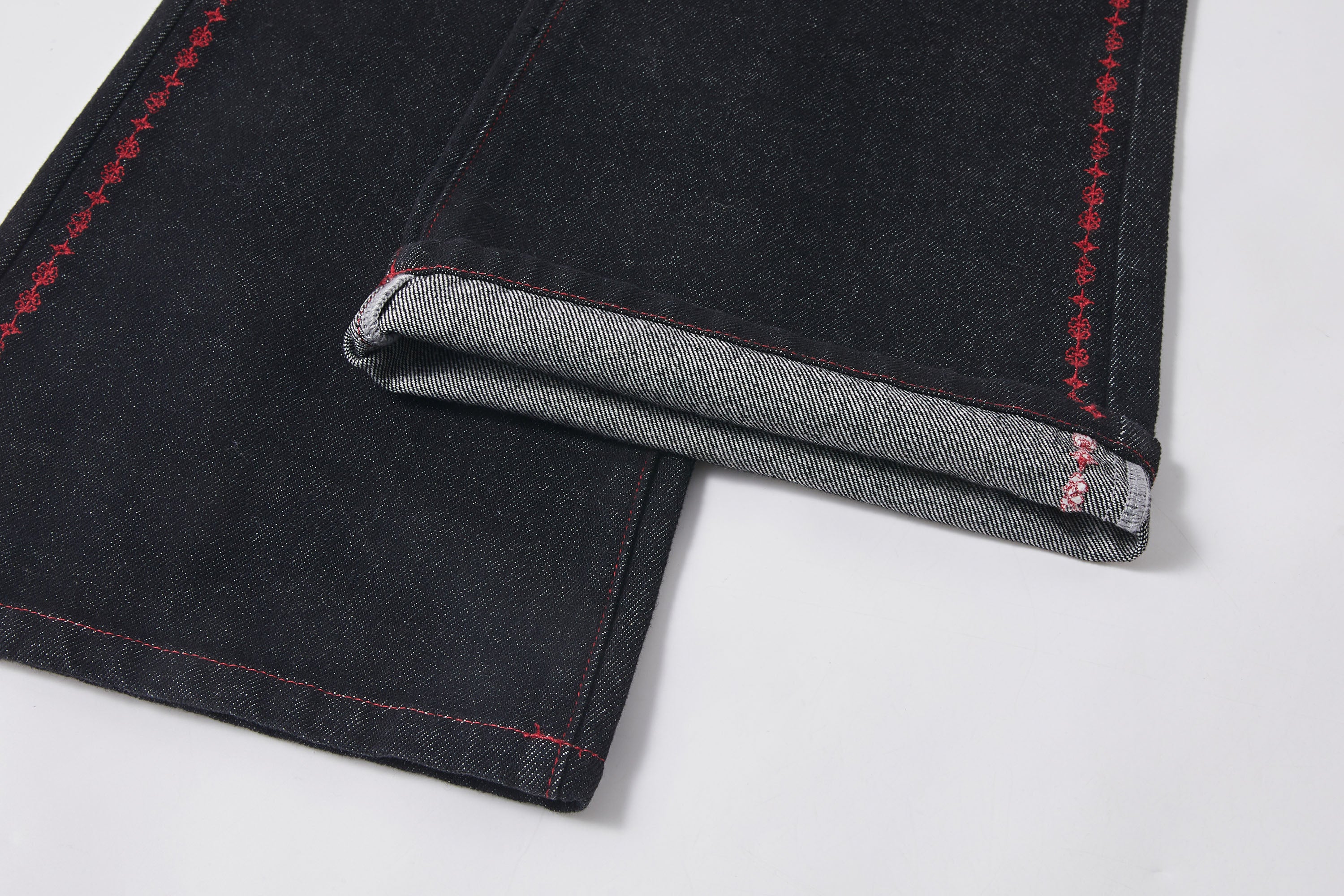 KREATE Contrast Stitched Flared Raw Denim Pants, premium urban and streetwear designers apparel on PROJECTISR.com, KREATE