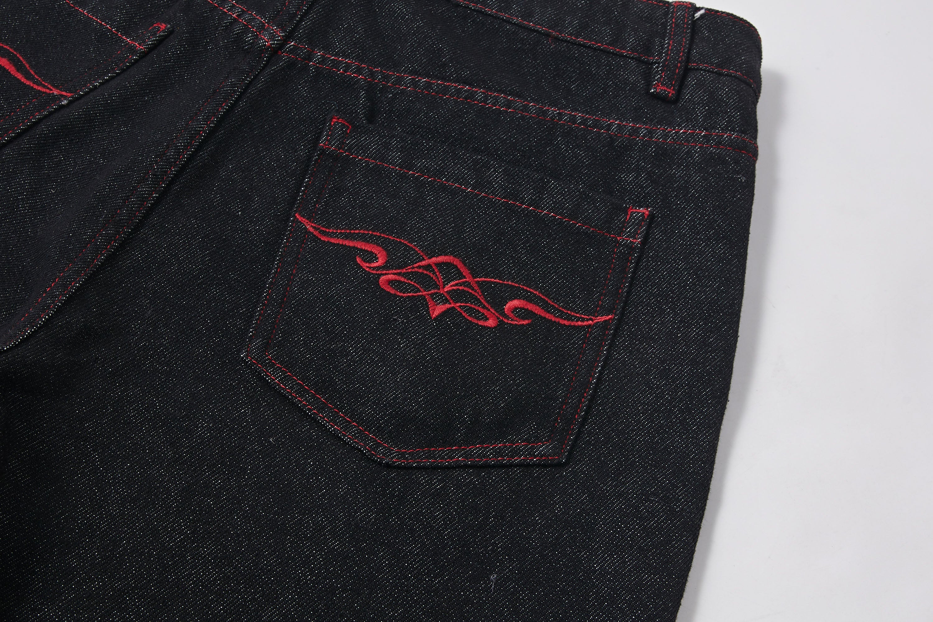 KREATE Contrast Stitched Flared Raw Denim Pants, premium urban and streetwear designers apparel on PROJECTISR.com, KREATE