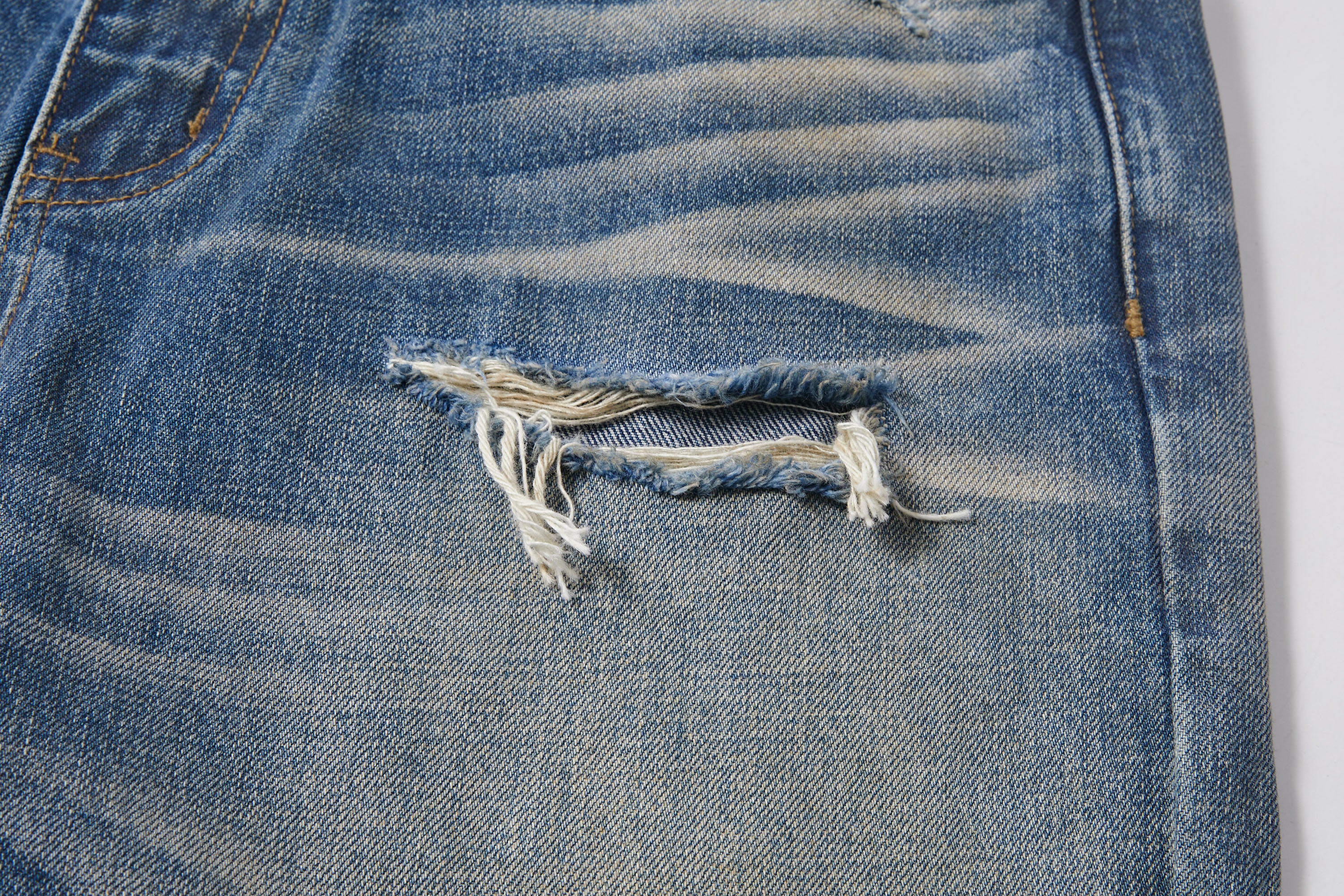 KREATE Double-Layer Distressed Straight-Leg Jeans, premium urban and streetwear designers apparel on PROJECTISR.com, KREATE