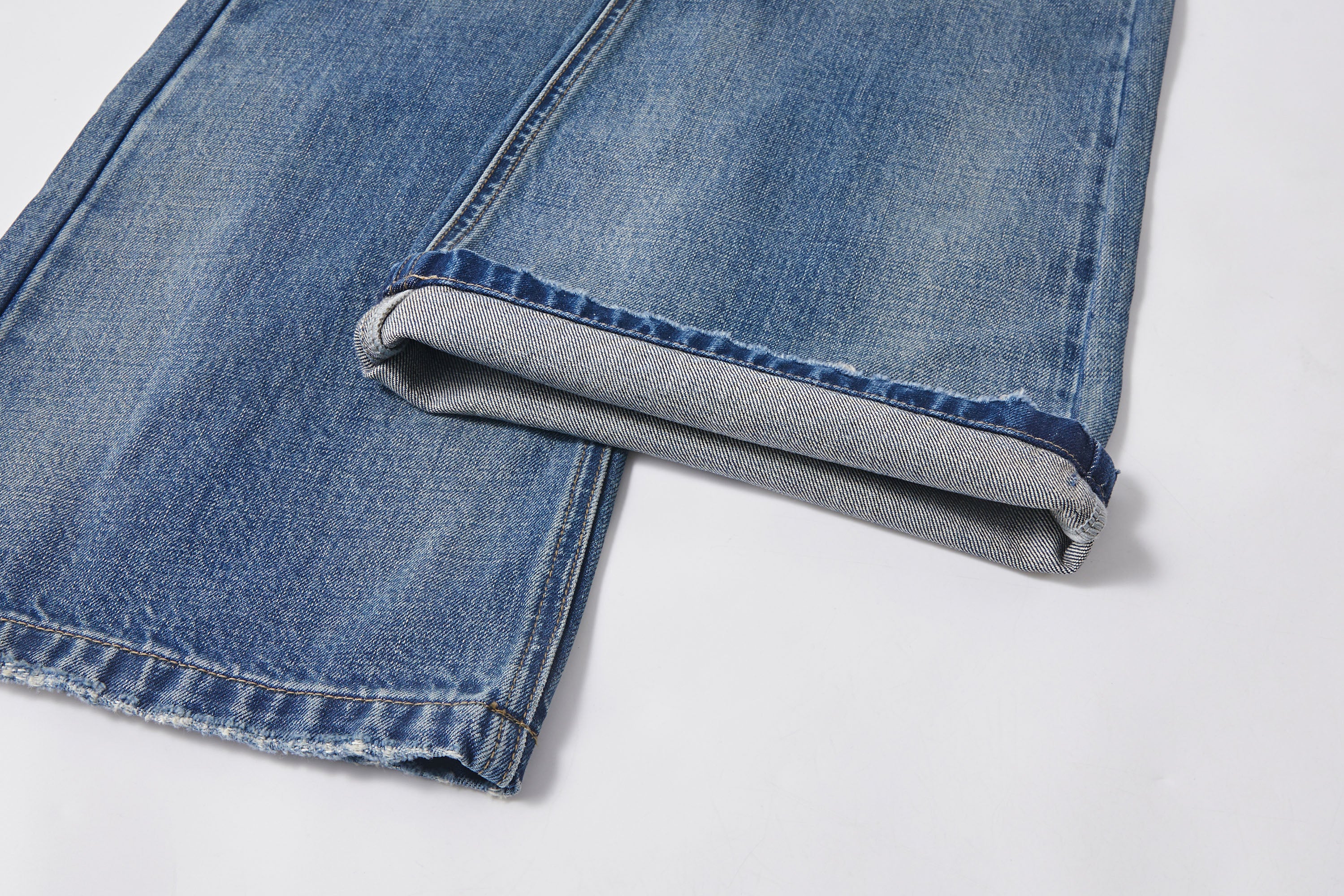 KREATE Double-Layer Distressed Straight-Leg Jeans, premium urban and streetwear designers apparel on PROJECTISR.com, KREATE