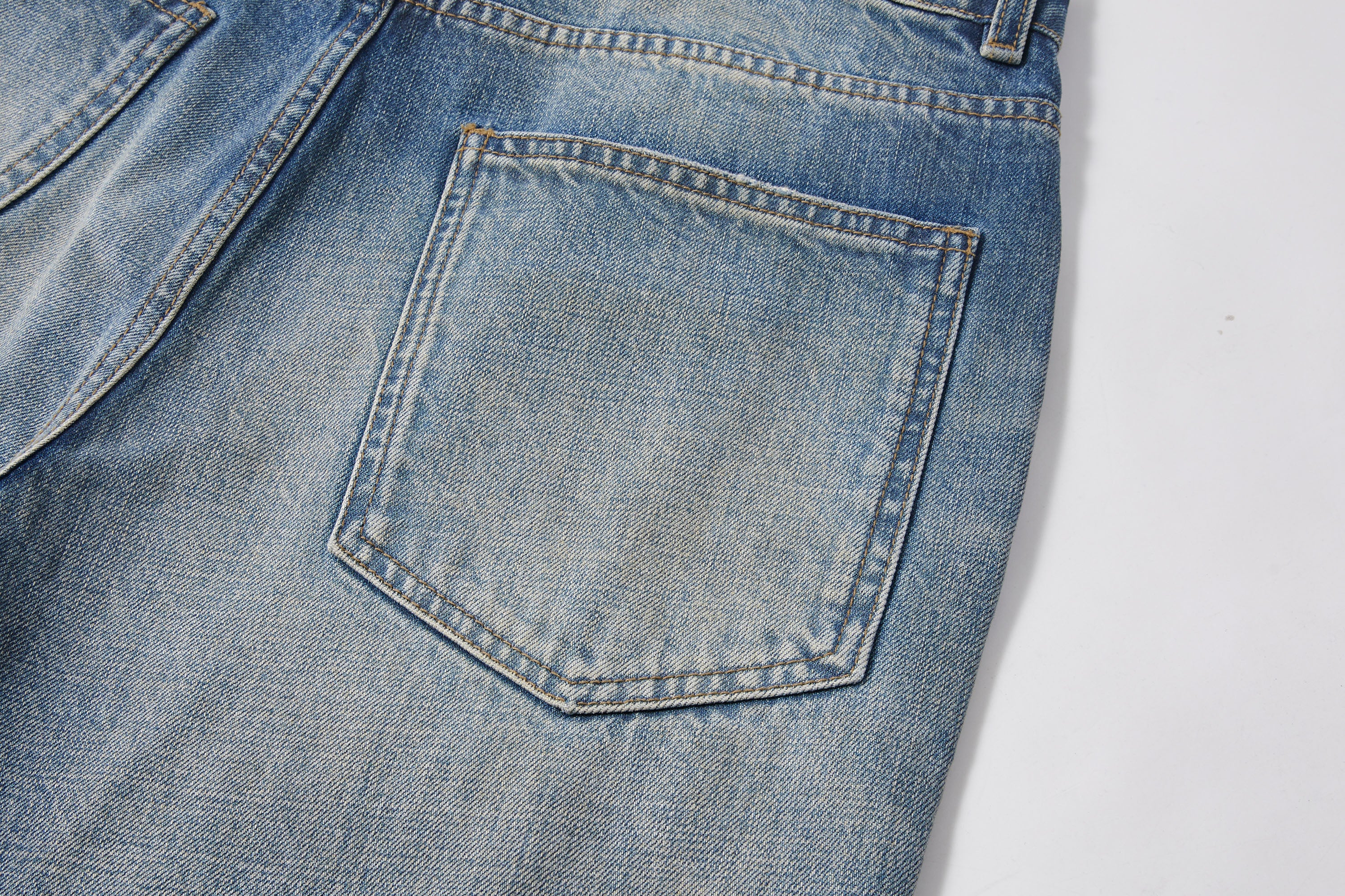 KREATE Double-Layer Distressed Straight-Leg Jeans, premium urban and streetwear designers apparel on PROJECTISR.com, KREATE