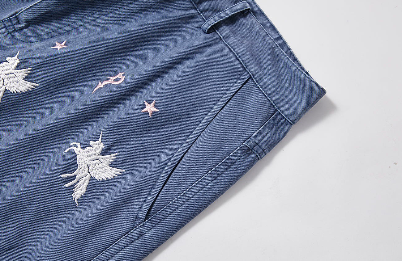 PASET Unicorn Embroidered Cargo Shorts