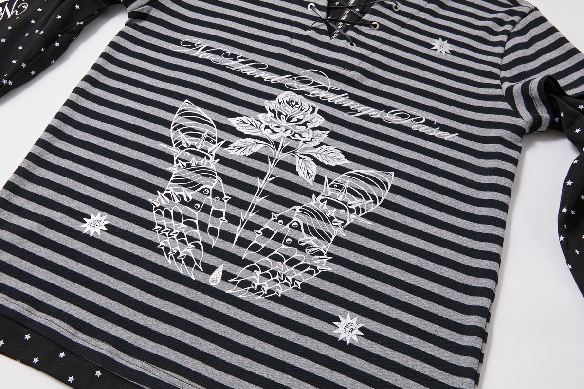 PASET Retro Striped Star Graphic Henley Long-Sleeve Tee