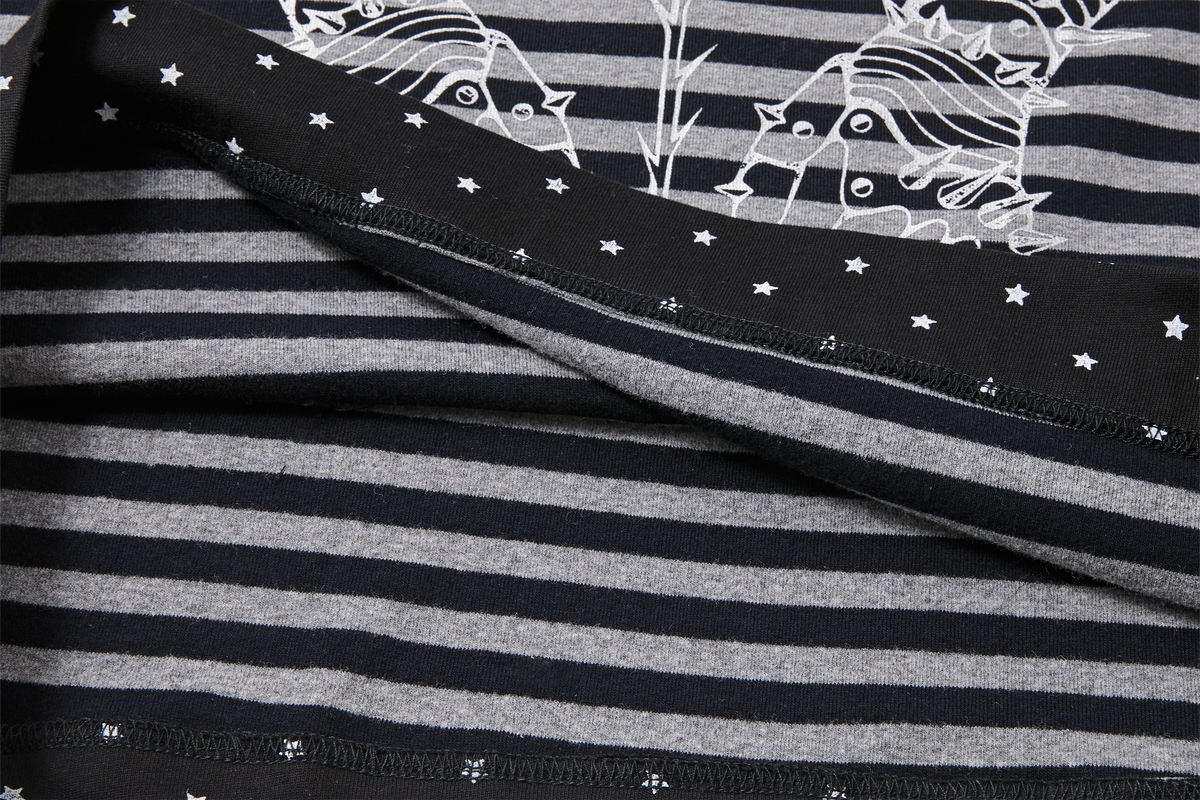 PASET Retro Striped Star Graphic Henley Long-Sleeve Tee
