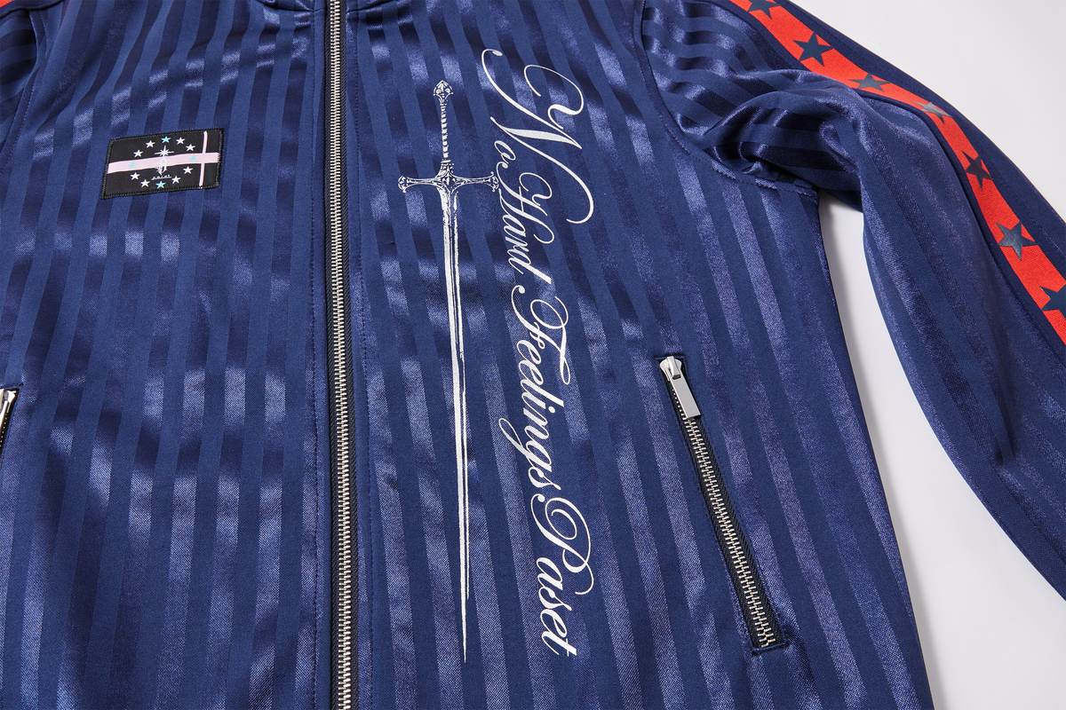 PASET Striped Star-Graphic Spliced Stand-Collar Zip Jacket