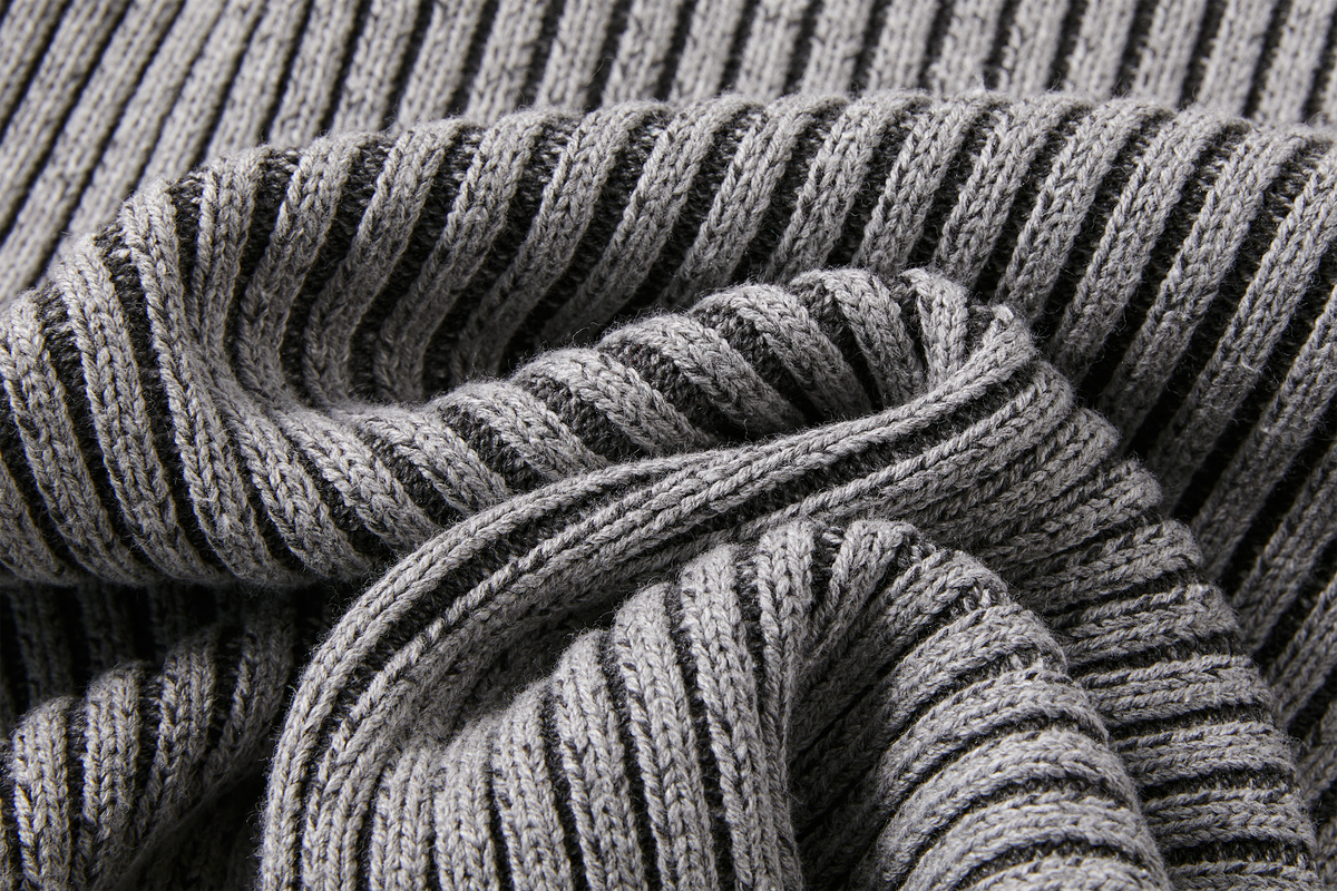 KREATE Double-Zip Ribbed Knit Stand-Collar Cardigan