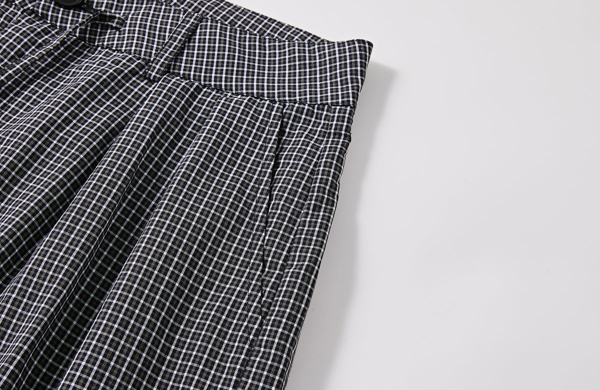 FMACM Detachable Plaid Straight-Leg Pants