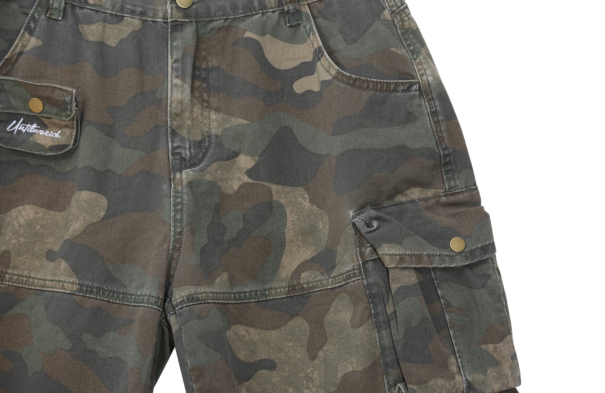 UNTILWERICH Washed Camo Cargo Shorts
