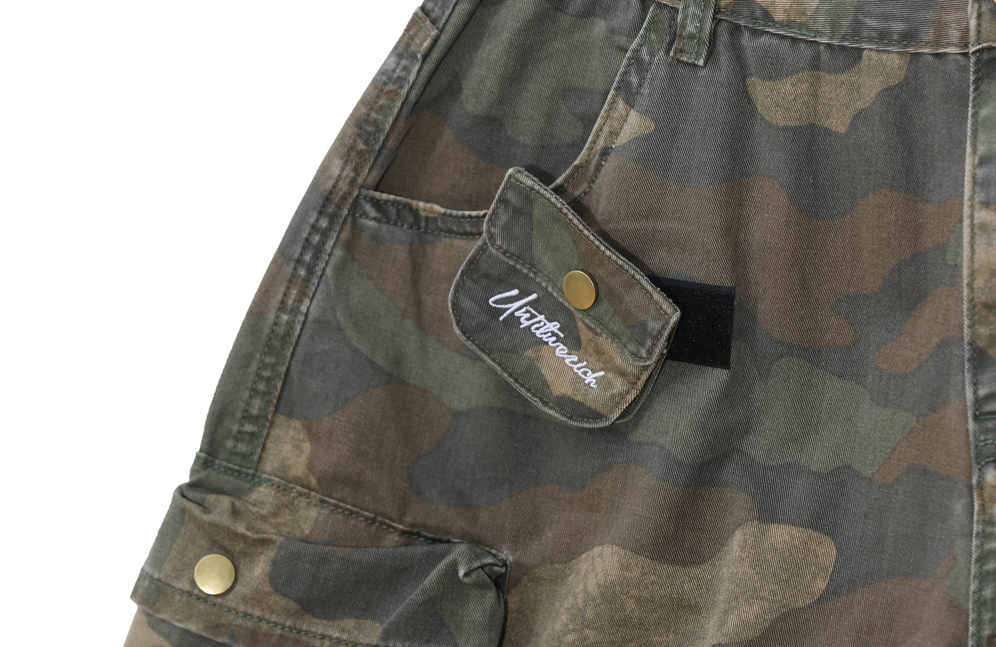 UNTILWERICH Washed Camo Cargo Shorts