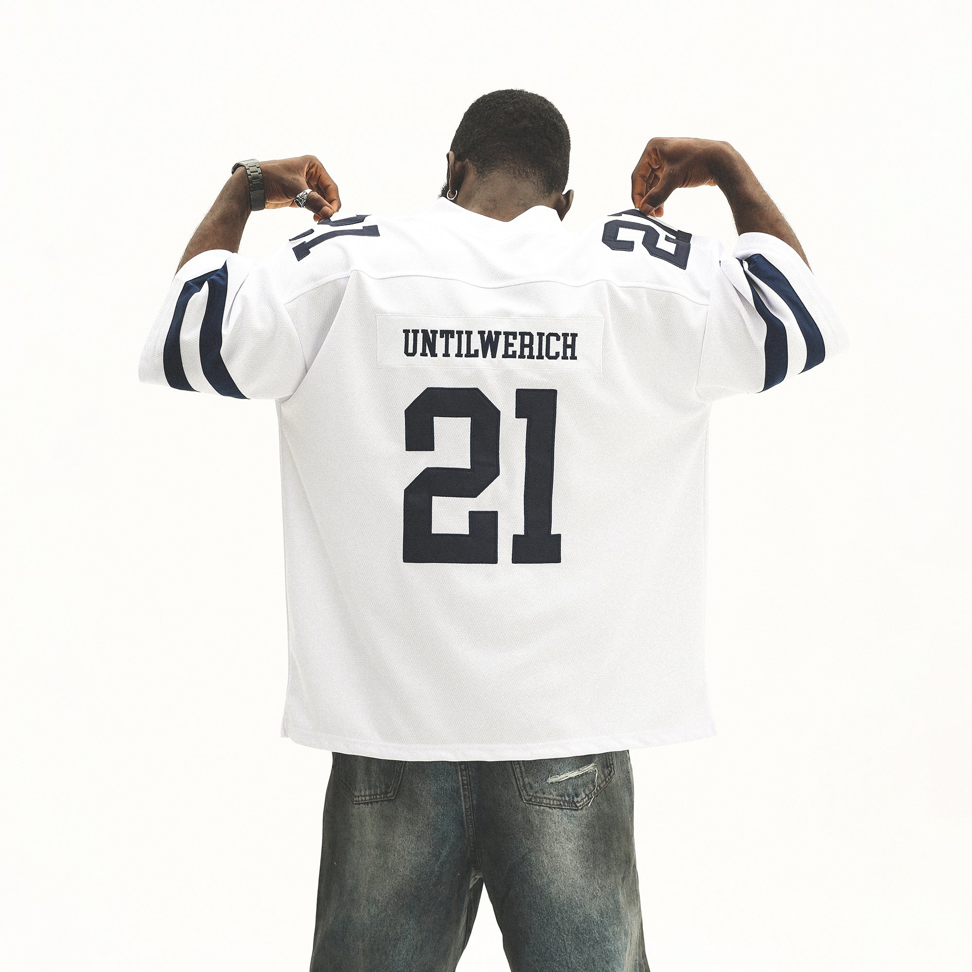 UNTILWERICH V-Neck Striped Hockey Short-Sleeve Jersey